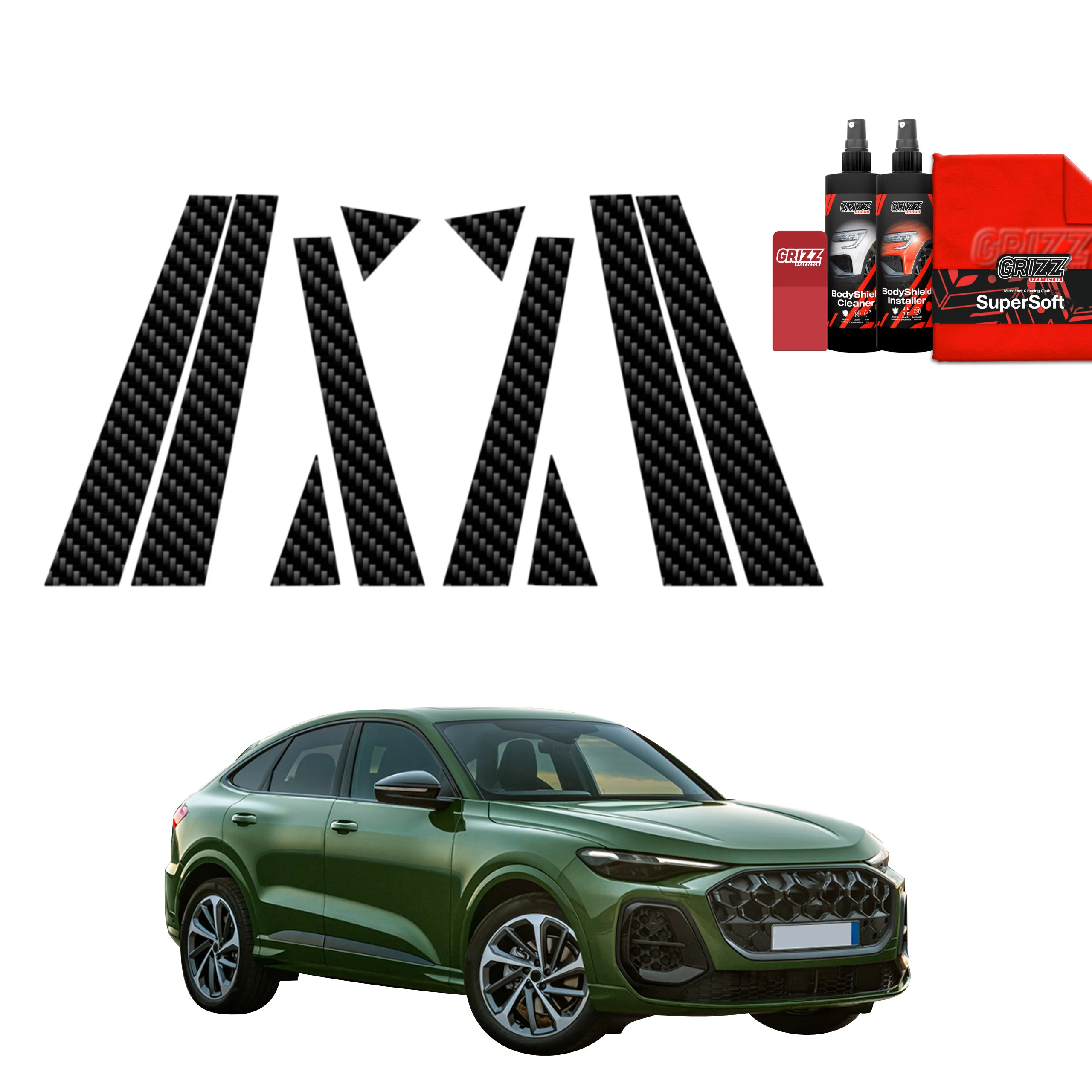 10in1 Kohlenstoff Schutzfolie Grizz Protector für A-B-C-Säule - Audi Q5 Sportback (2025)