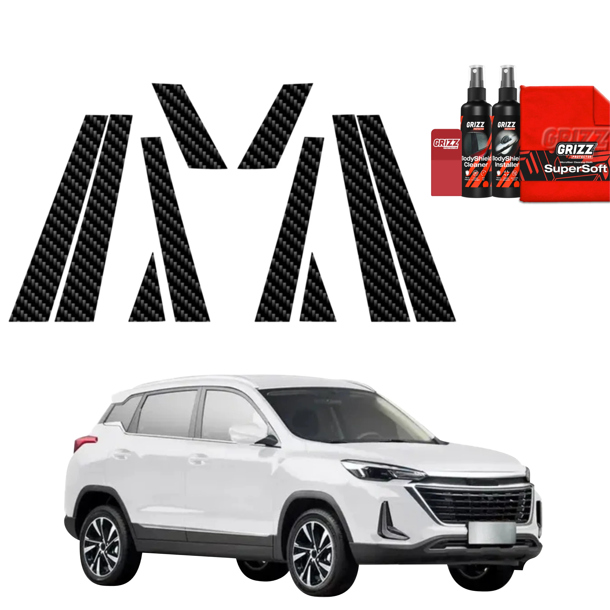 10in1 Kohlenstoff Schutzfolie Grizz Protector für B-C-Säule - BAIC BEIJING 3 (2023-2026)