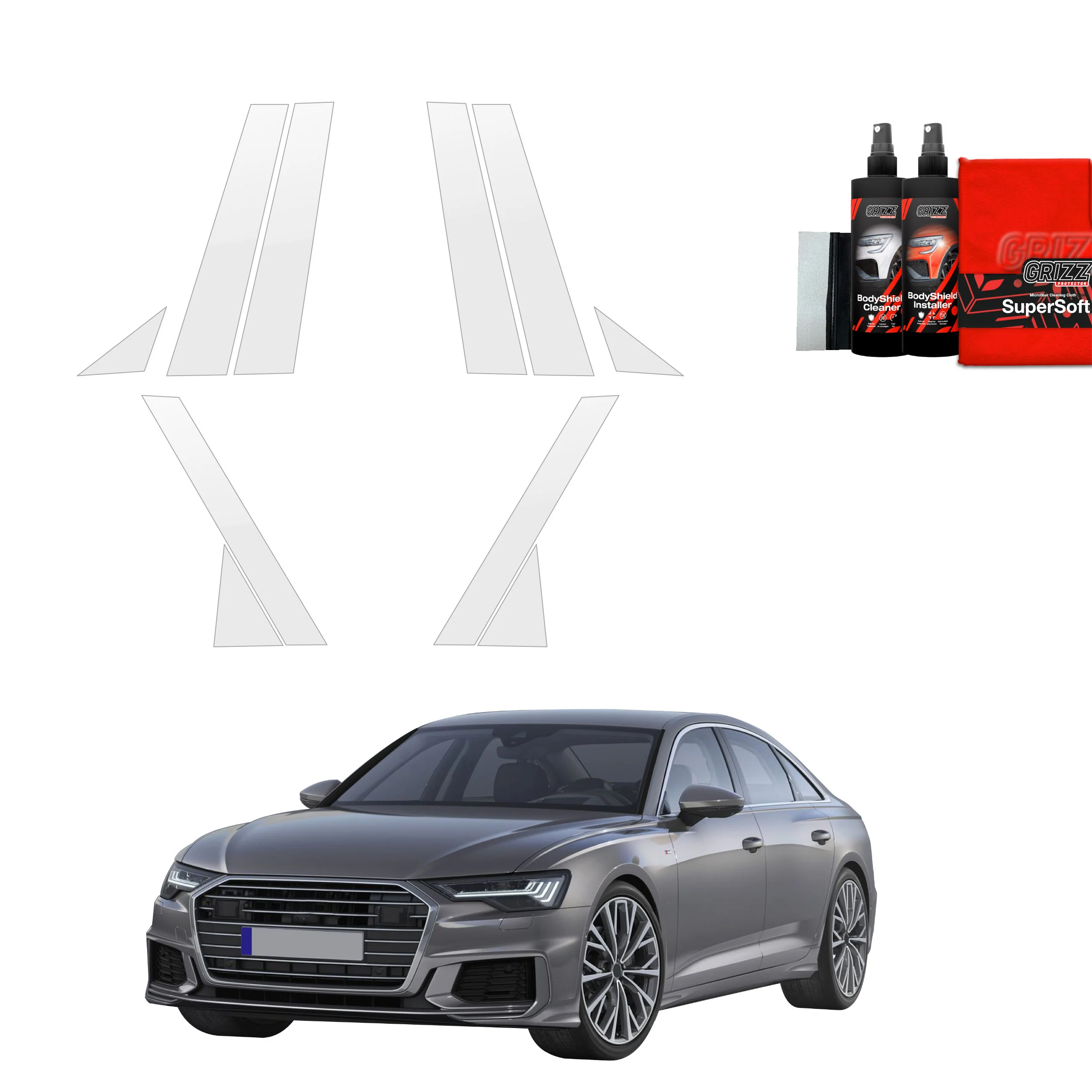 10in1 Schutzfolie Grizz Protector für A-B-C-Säule - Audi A6 C8 Sedan (2018-2023)