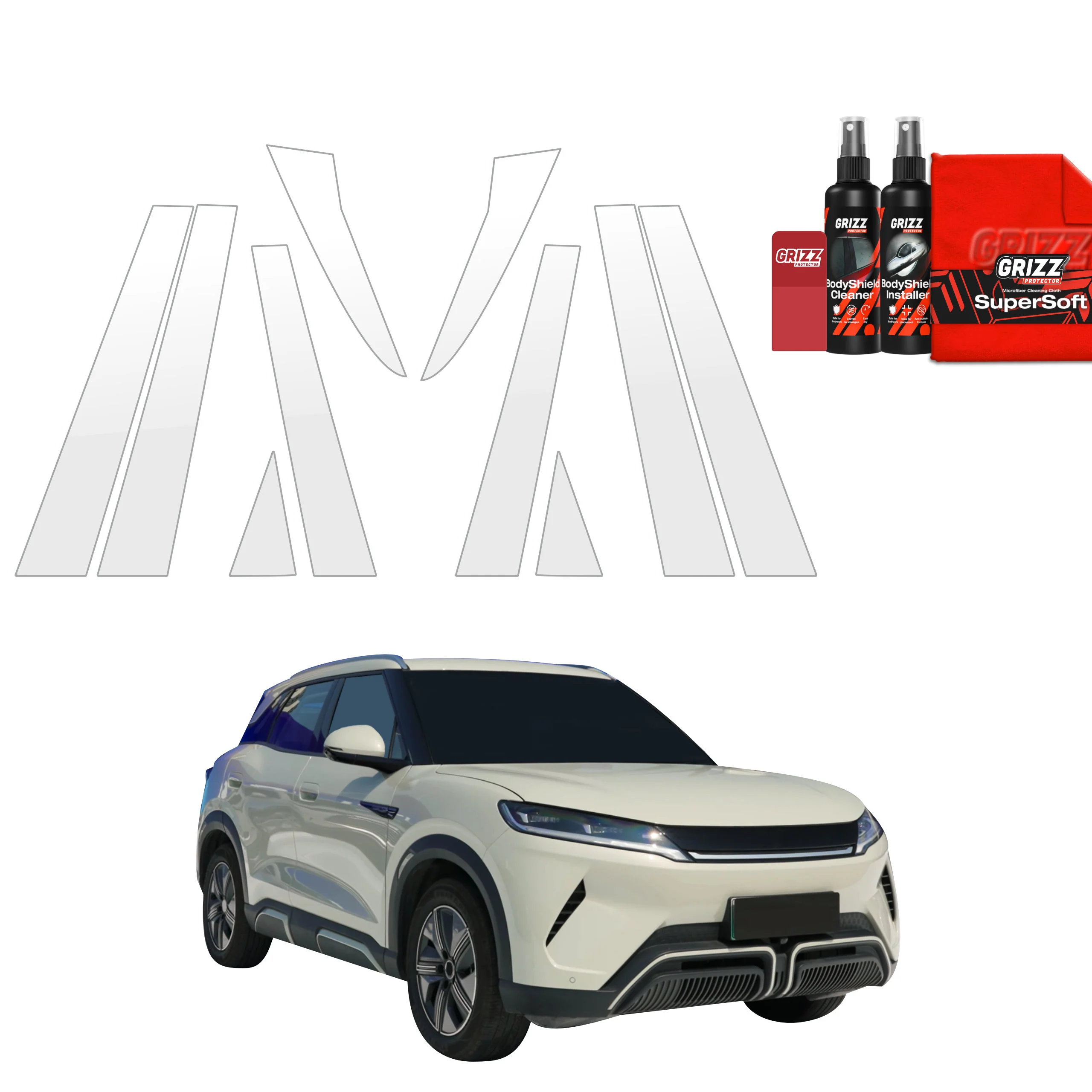 10in1 Schutzfolie Grizz Protector für B-C-Säule - BYD ATTO 2 (2025-2026)