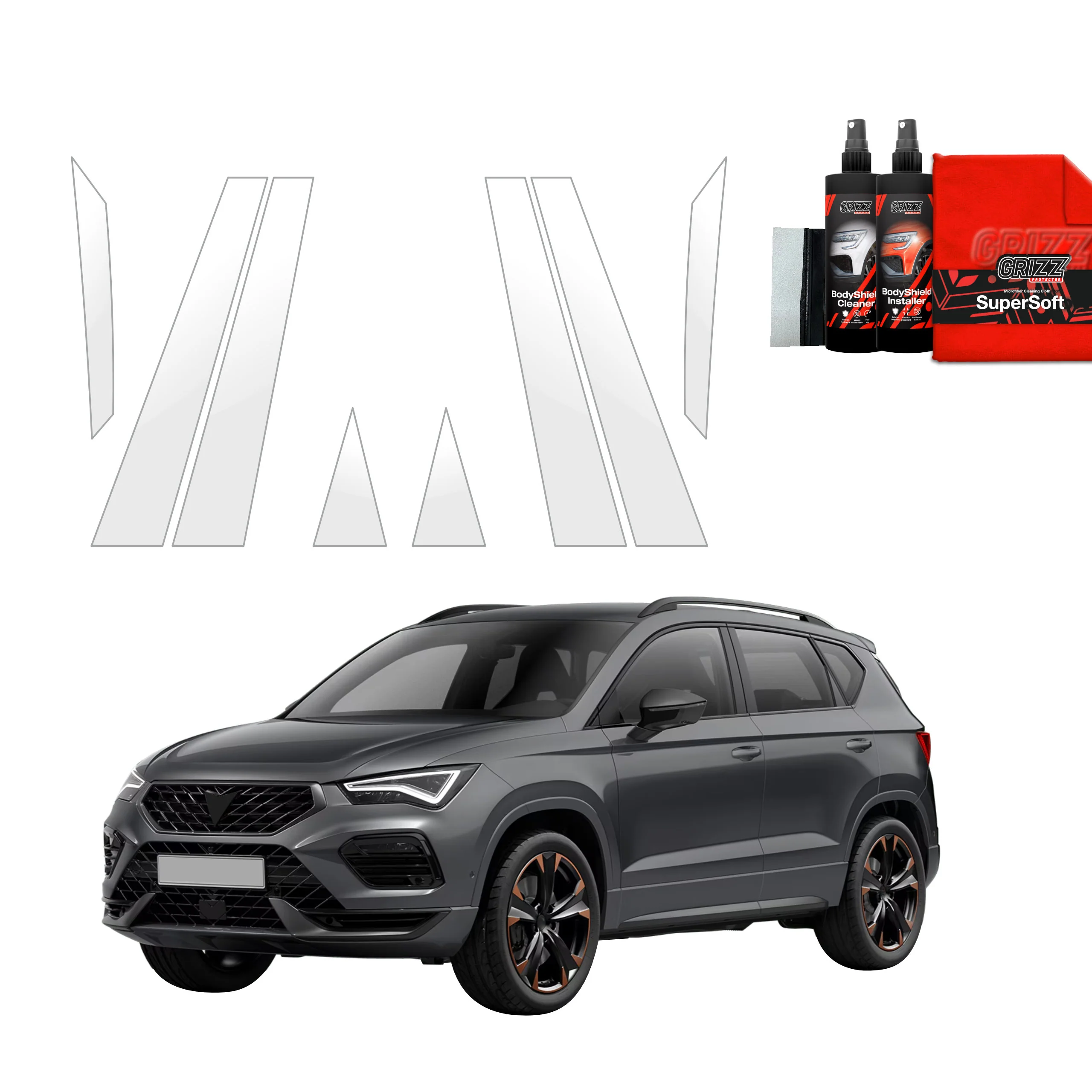 10in1 Schutzfolie Grizz Protector für B-C-Säule - Cupra Ateca (2020-2025)