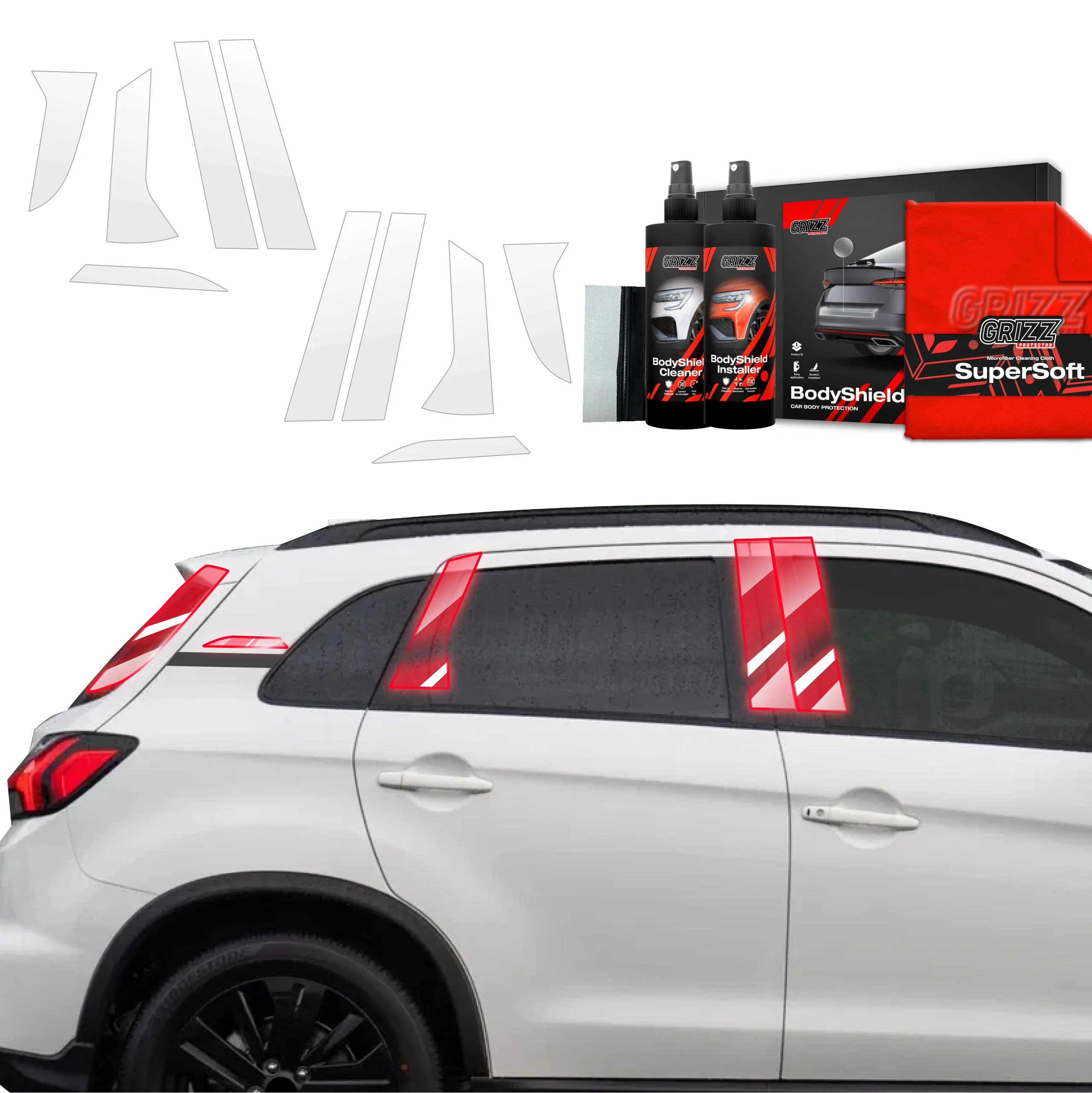 10in1 Schutzfolie Grizz Protector für B-C-Säule - Mitsubishi ASX Facelift (2024-2025)