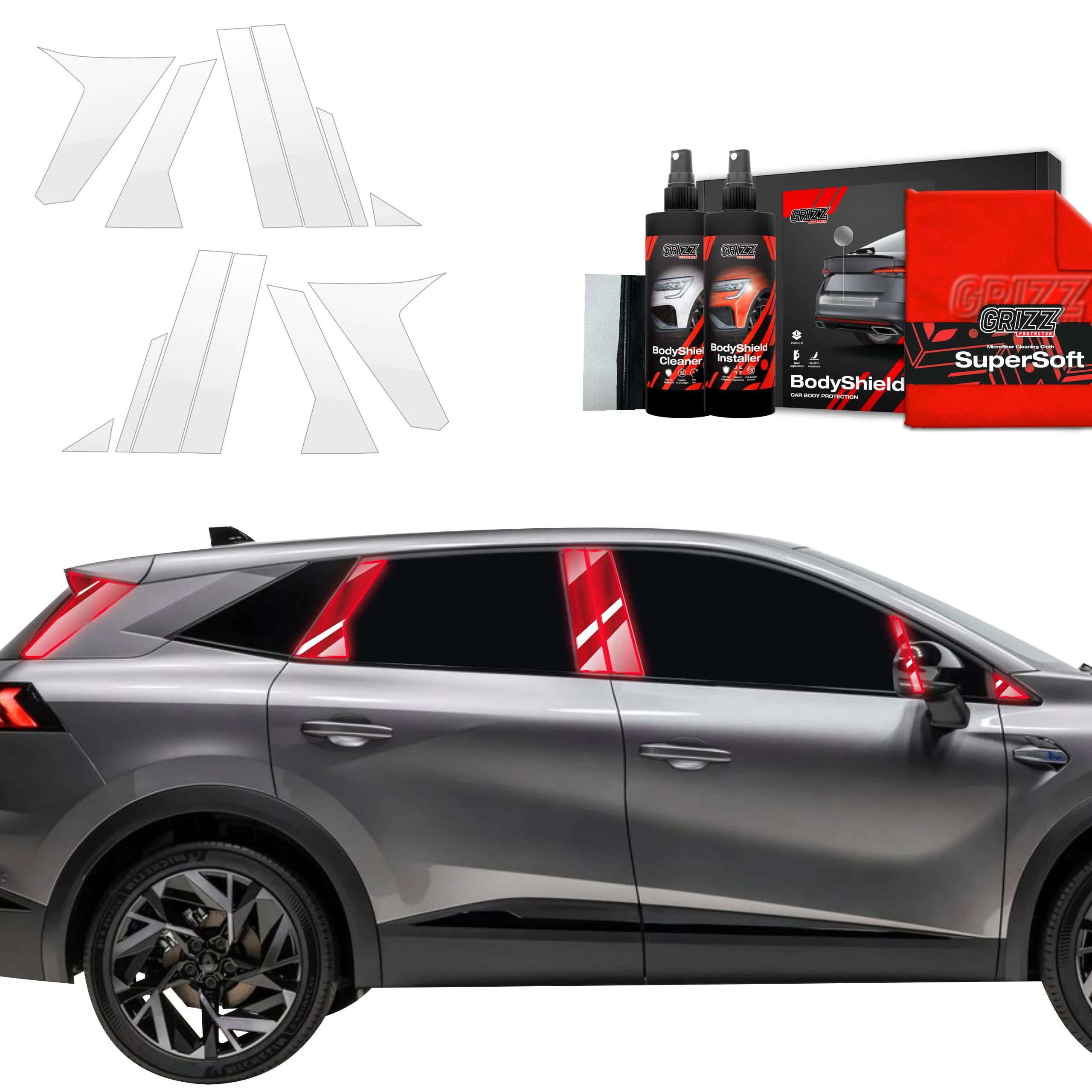 12in1 Schutzfolie Grizz Protector für A-B-C-Säule - Renault Symbioz (2024-2025)