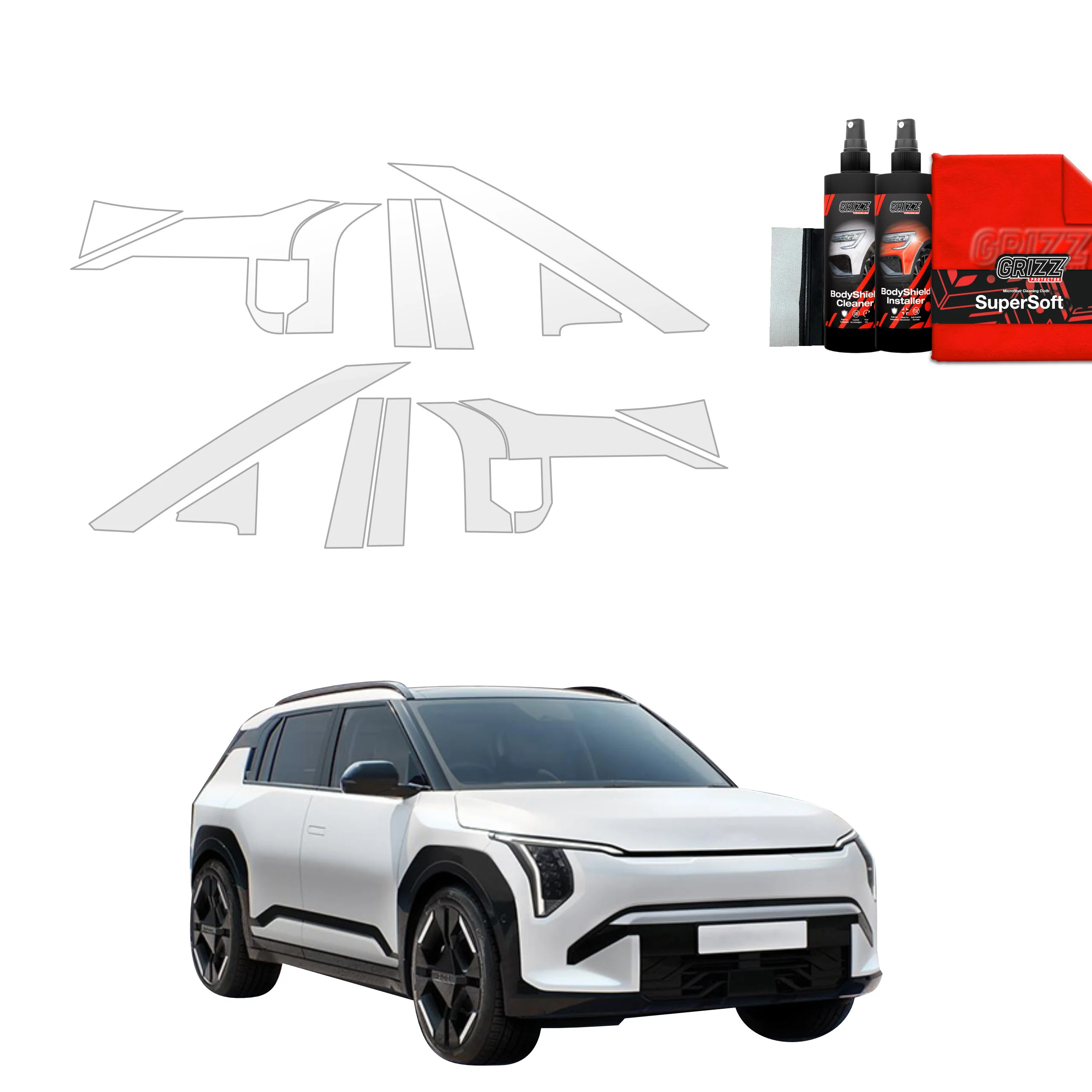 14in1 Schutzfolie Grizz Protector für A-B-C-Säule - Kia EV3 GT Line (2025)