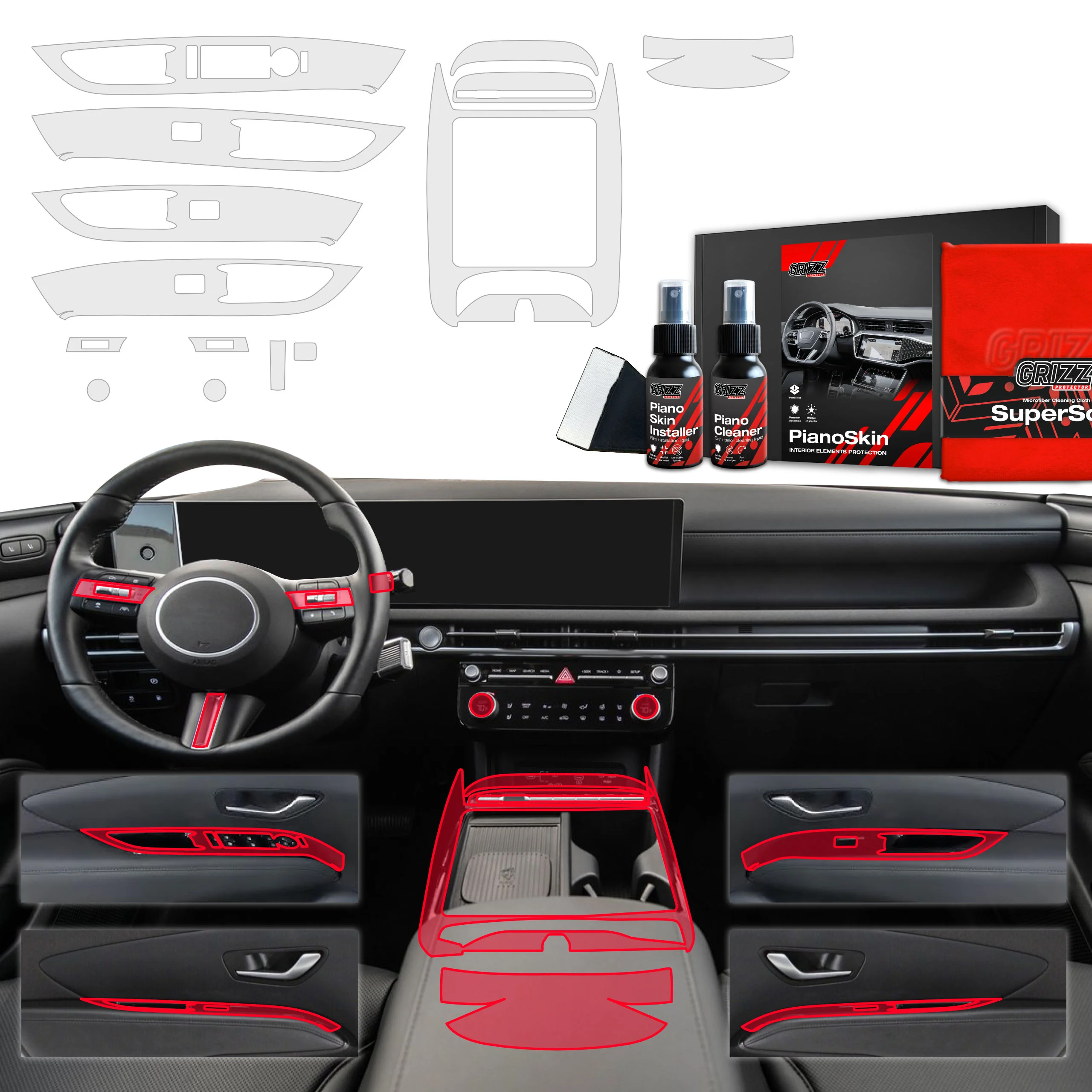 14in1 Schutzfolien Grizz Protector für Mittelkonsole & Armaturenbrett - Hyundai Tucson Facelift (2024-2025) Matt