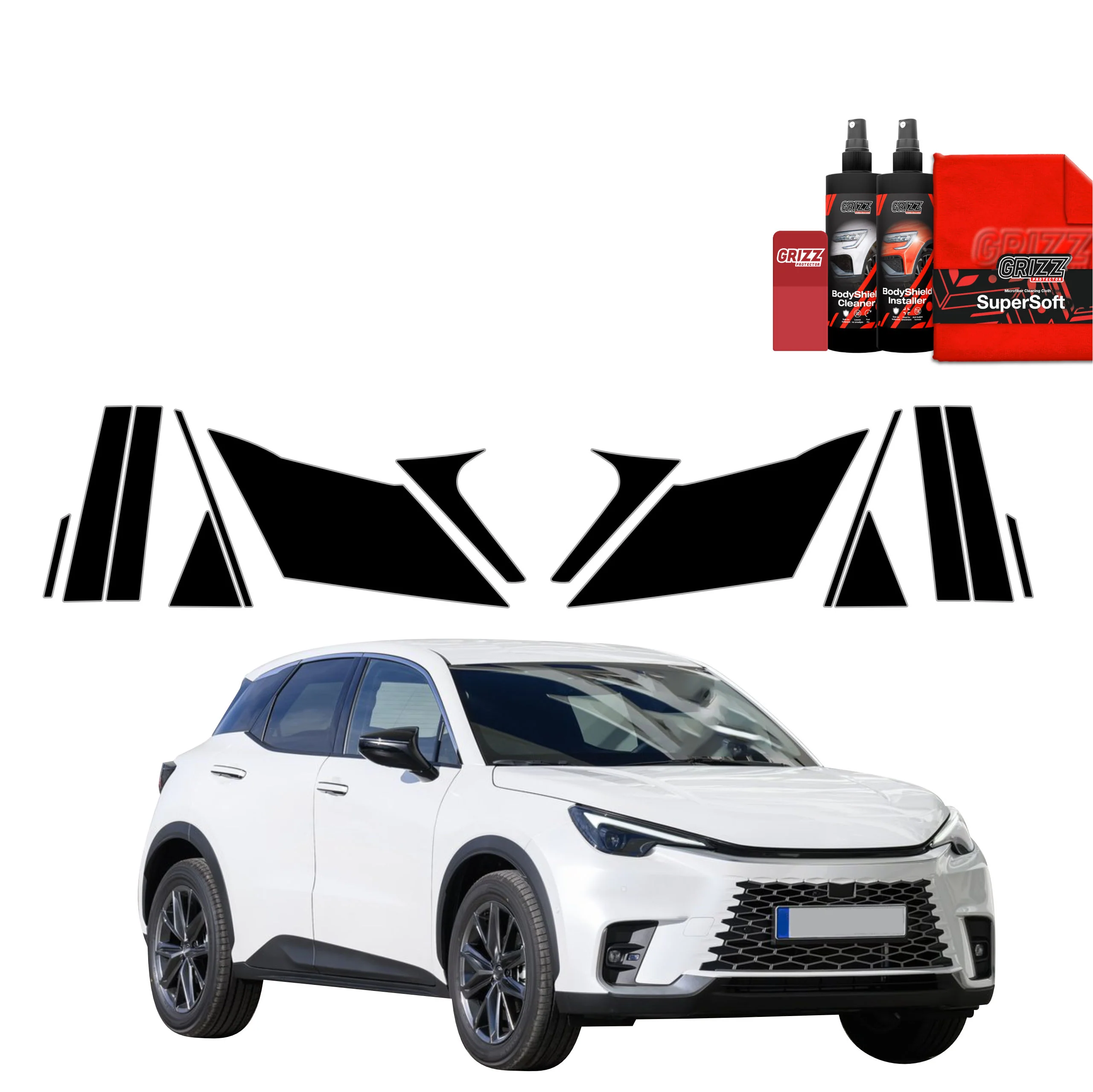 14in1 Schwarze Grizz Protector schutzfolie für B-C-Säule - Lexus LBX (2023-2025)