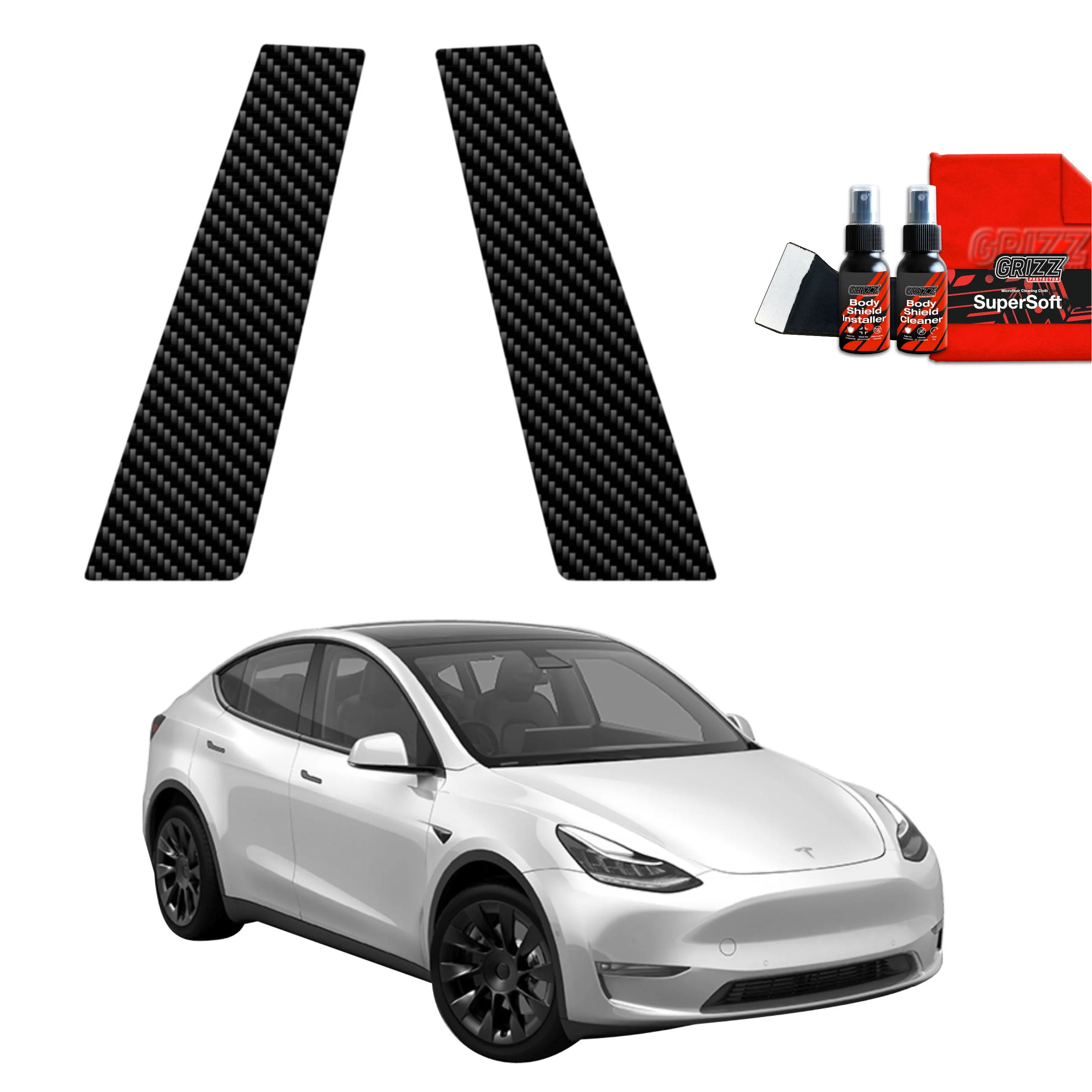 2in1 Kohlenstoff Schutzfolie Grizz Protector für B-Säule - Tesla Model Y (2020-2024)