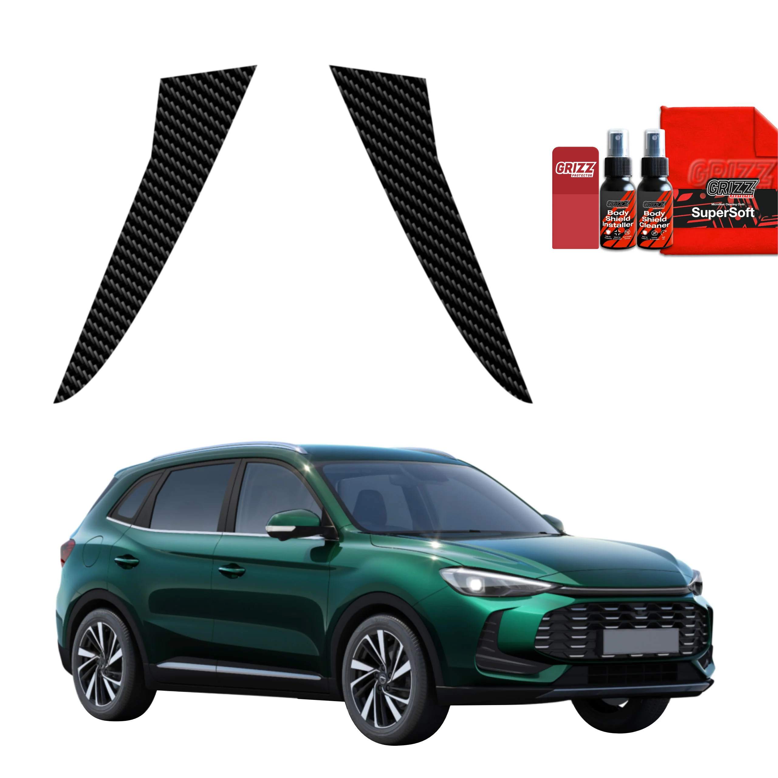 2in1 Kohlenstoff Schutzfolie Grizz Protector für C-Säule - MG ZS Hybrid+ (2024-2025)