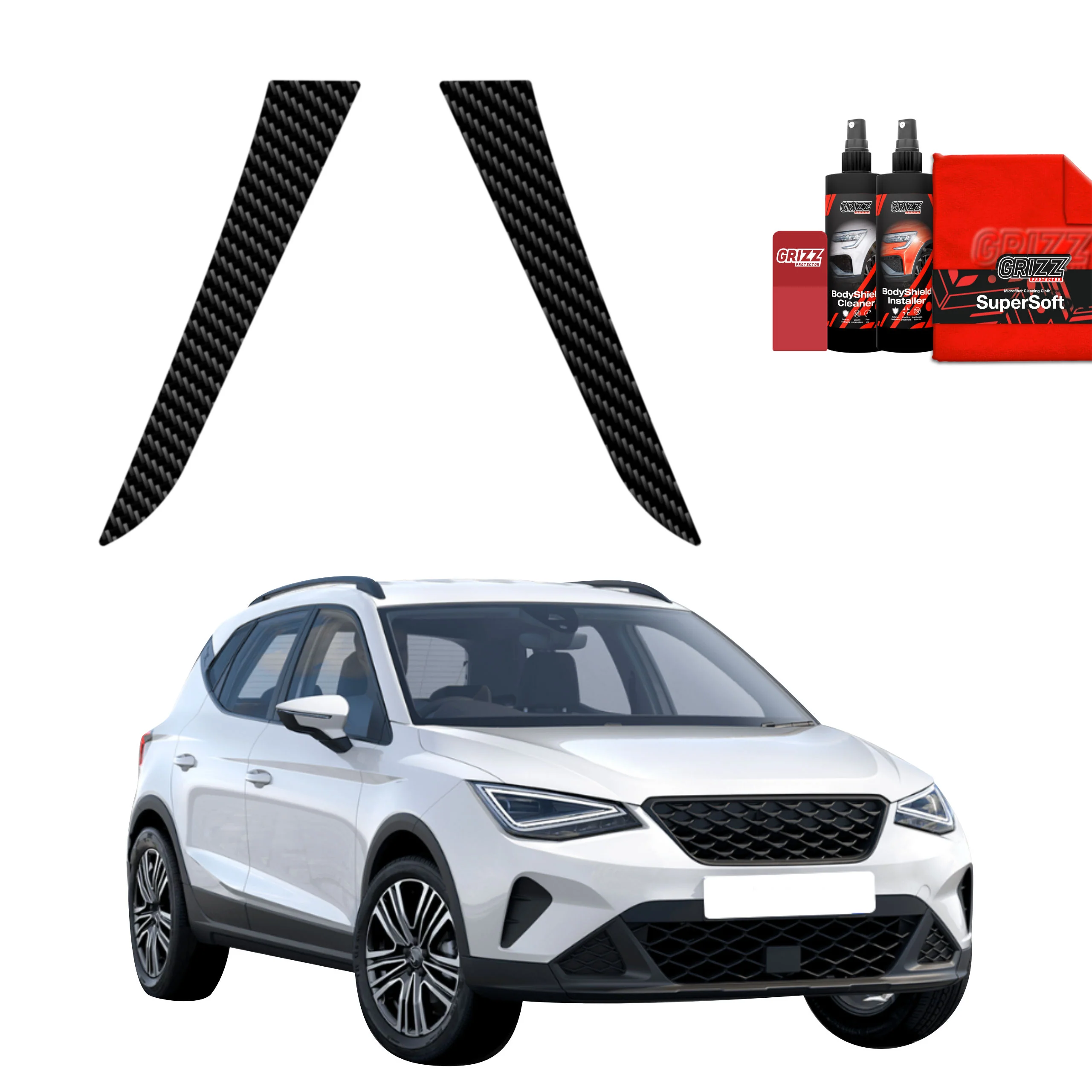 2in1 Kohlenstoff Schutzfolie Grizz Protector für C-Säule - Seat Arona (2021-2025)