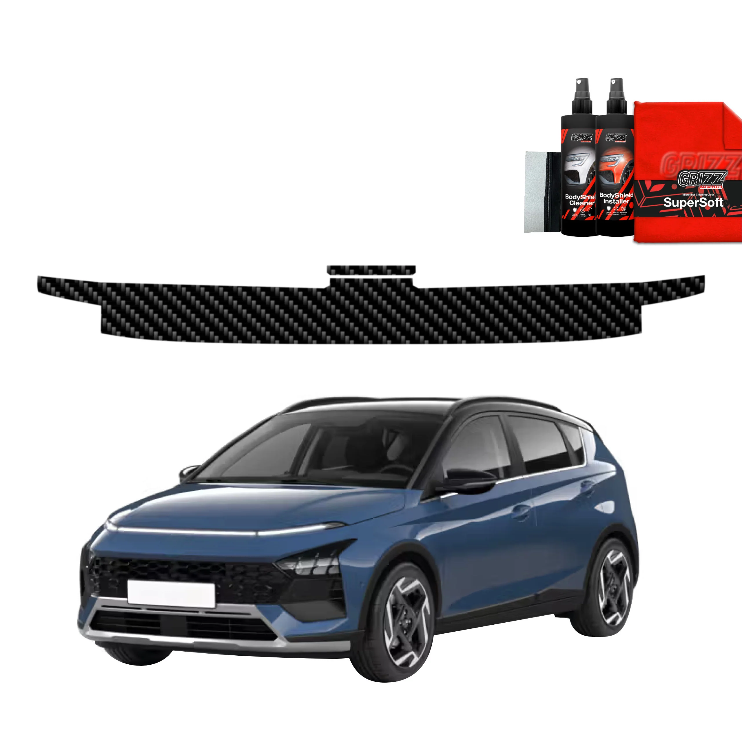 2in1 Kohlenstoff Schutzfolie Grizz Protector für Ladekante - Hyundai Bayon (2024-2025)