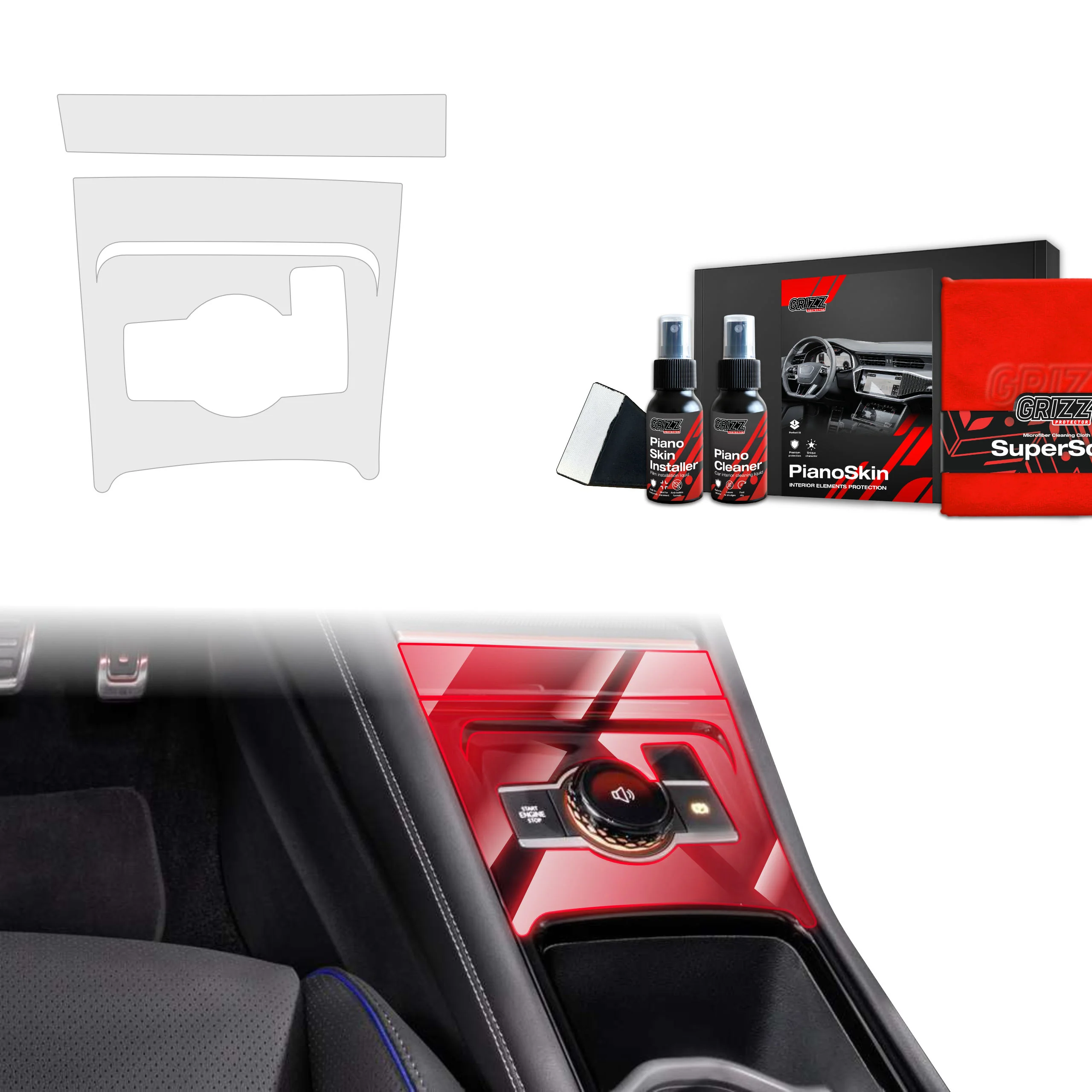2in1 Mittelkonsole Schutzfolie Grizz Protector für Volkswagen VW Tiguan 3 (2024-2025) Matt