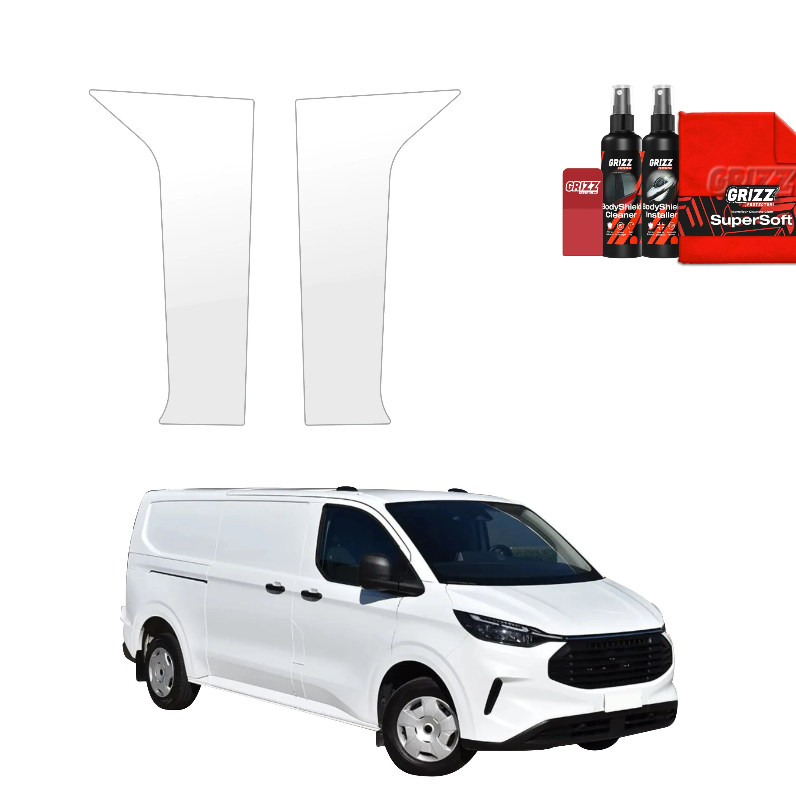 2in1 Schutzfolie Grizz Protector für B-Säule - Ford Custom (2023-2026)
