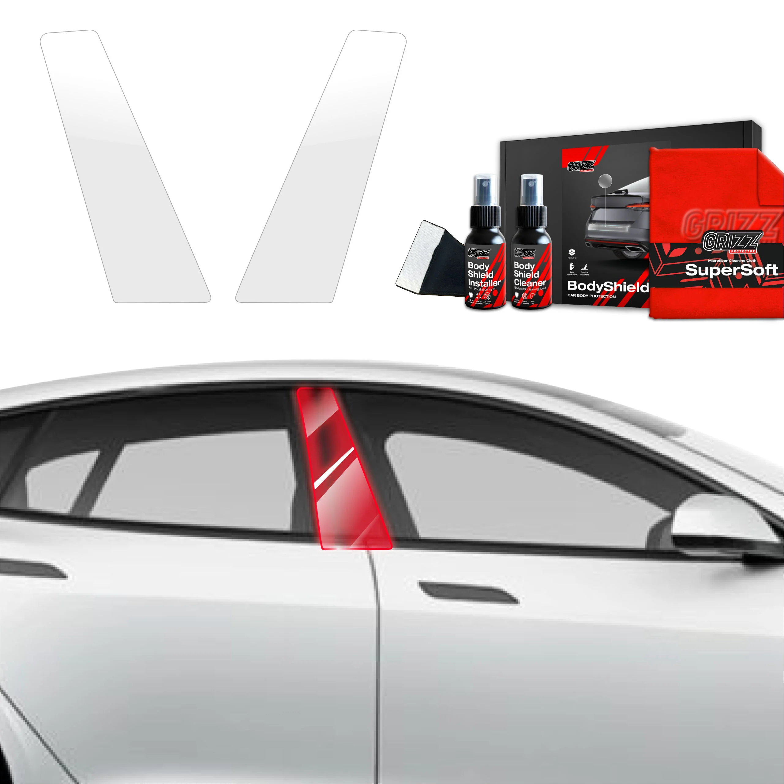 2in1 Schutzfolie Grizz Protector für B-Säule - Tesla Model S (2023-2025)