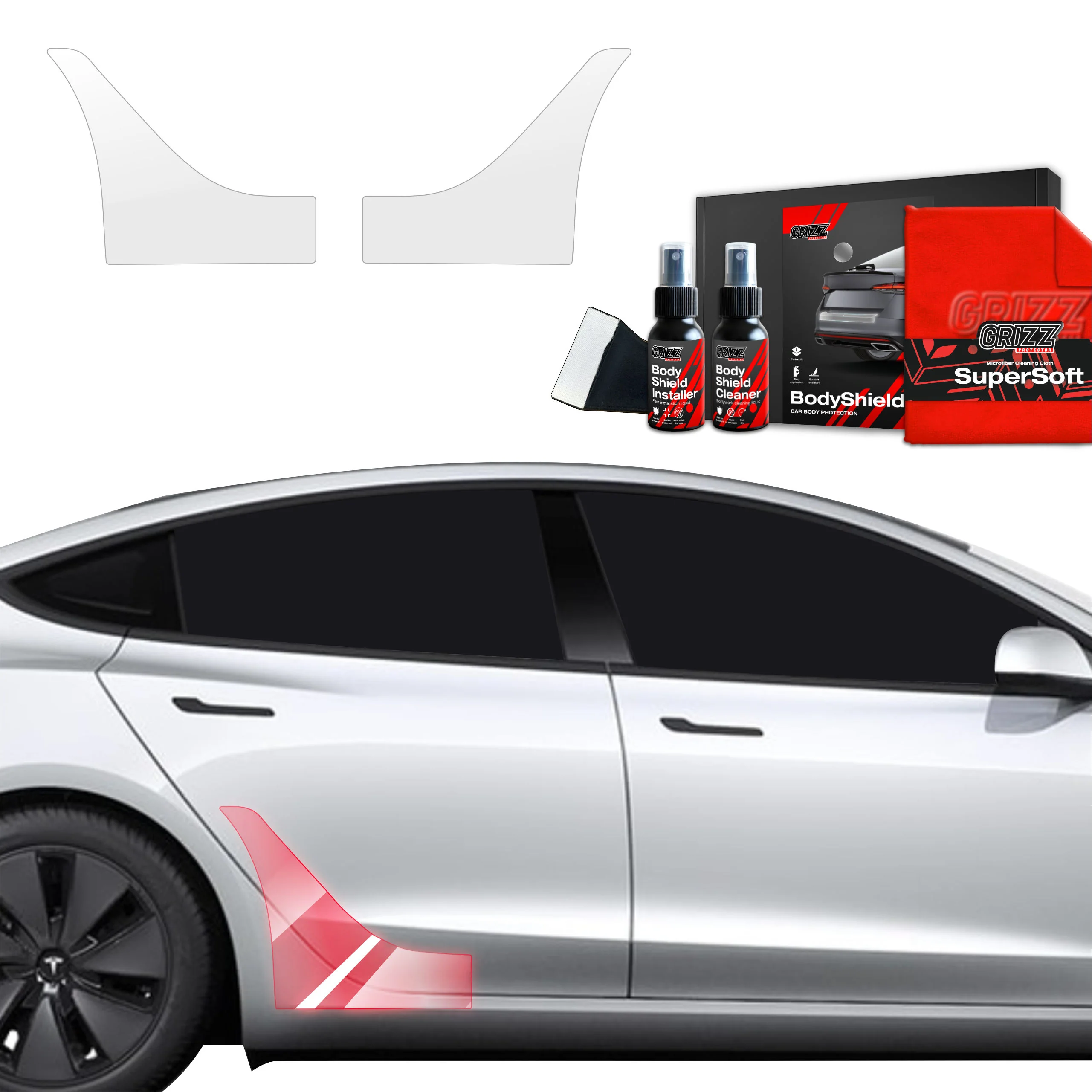 2in1 Schutzfolie Grizz Protector für hinteren Seitenschweller - Tesla Model 3 (2021-2025)