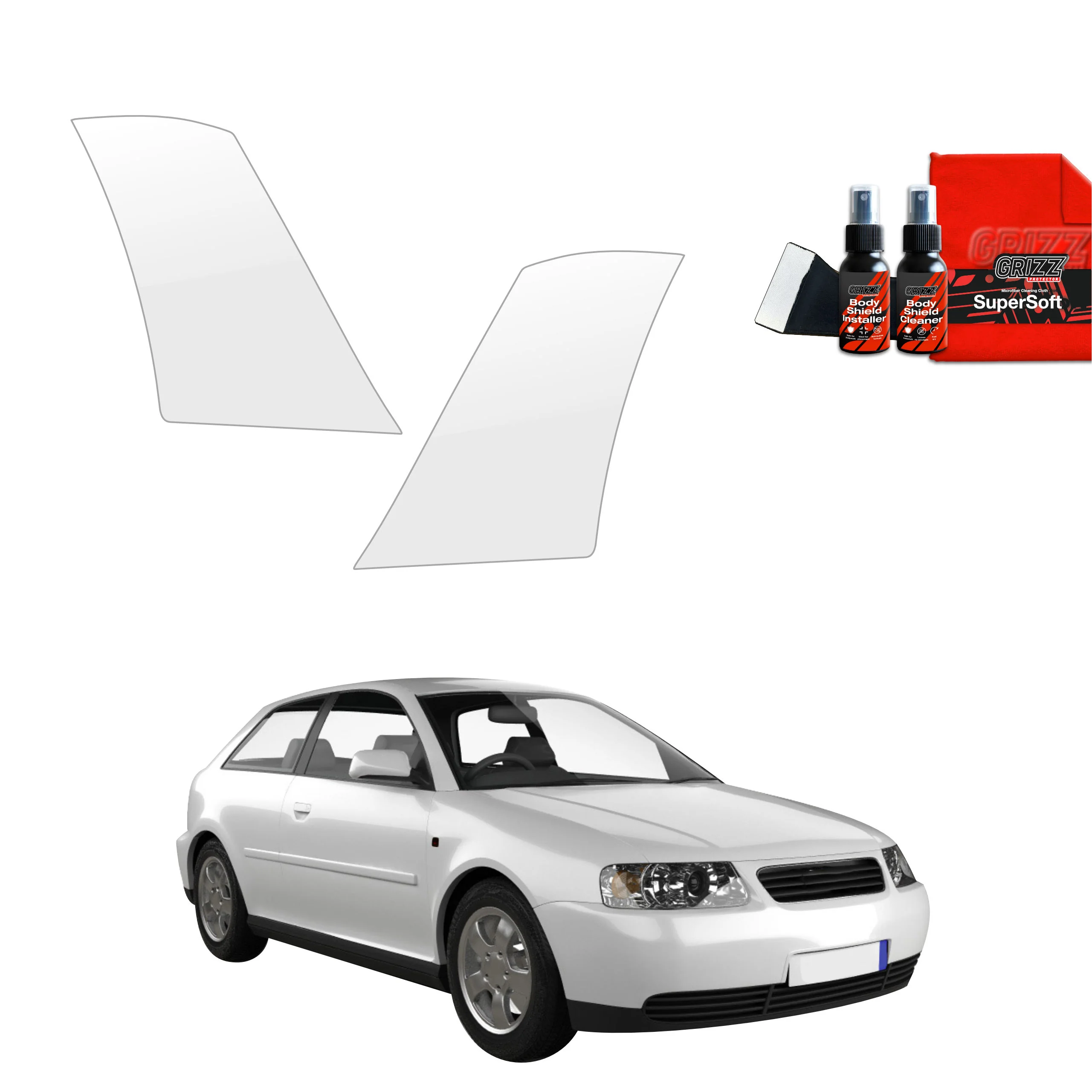 2in1 Schutzfolie Grizz Protector für hinteren & vorderen Seitenschwelle - Audi A3 8L Hatchback 3D (1996-2003)