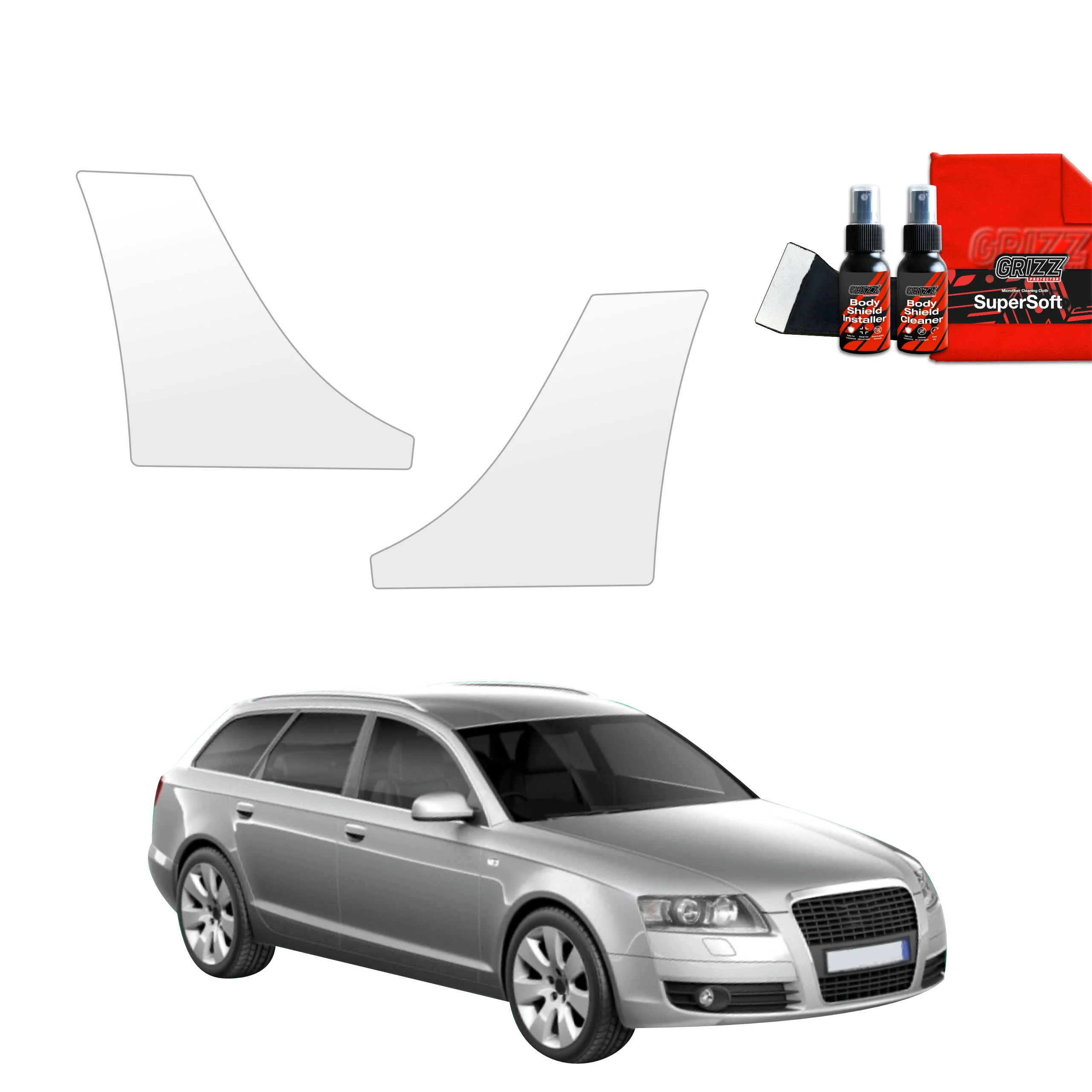 2in1 Schutzfolie Grizz Protector für hinteren & vorderen Seitenschwelle - Audi A6 C6 Avant (2004-2008)