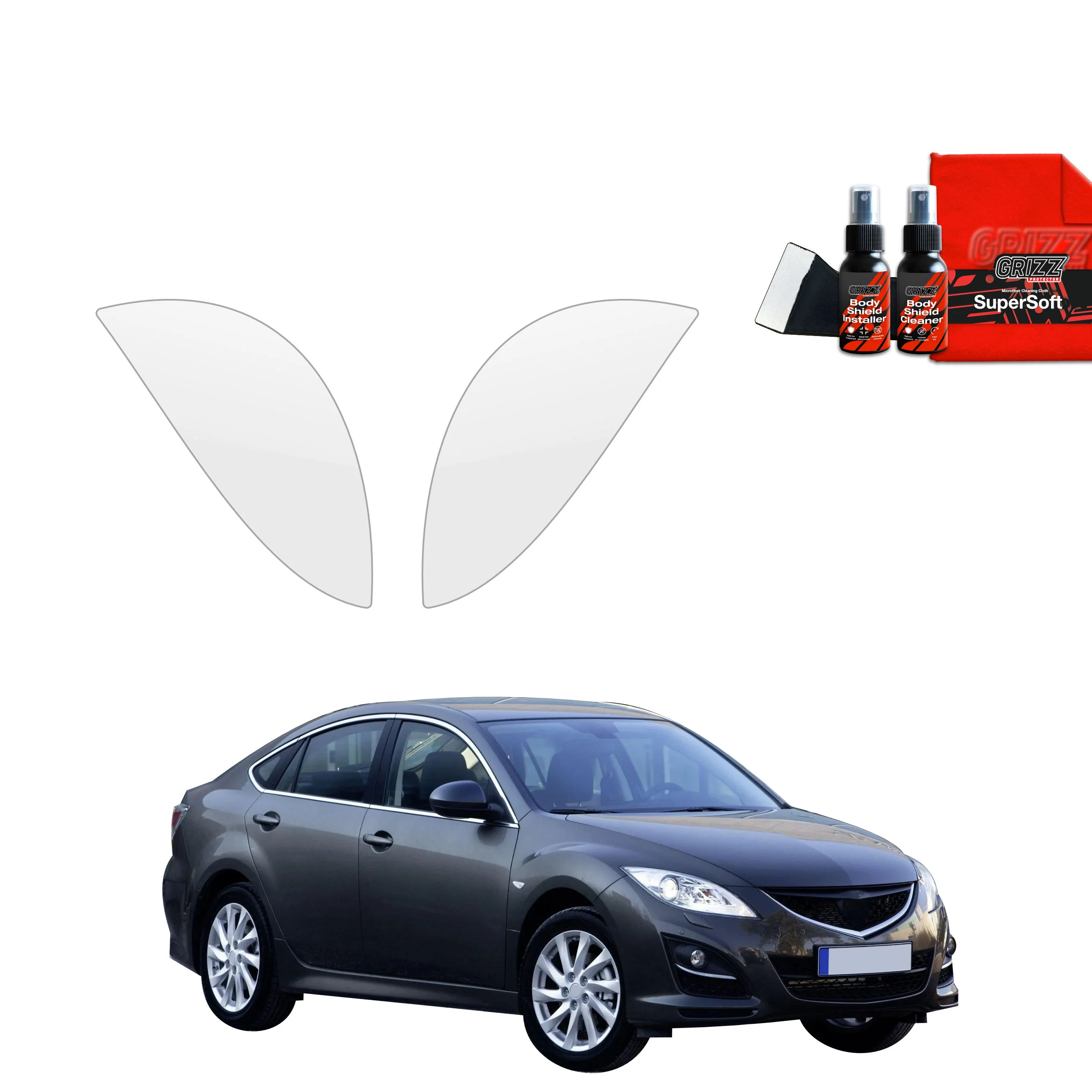 2in1 Schutzfolie Grizz Protector für hinteren & vorderen Seitenschwelle - Mazda 6 2 Sedan 4D (2010-2013)