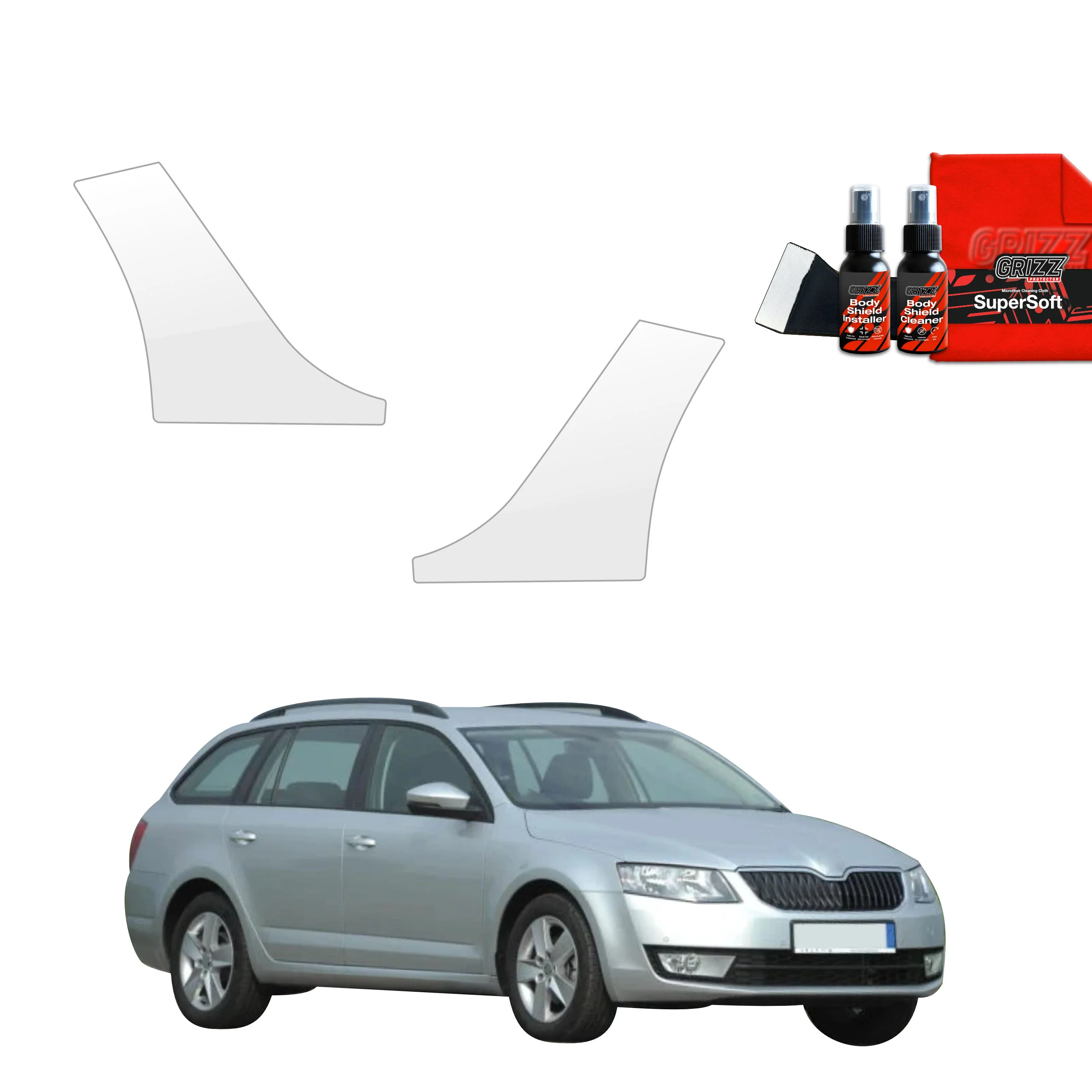 2in1 Schutzfolie Grizz Protector für hinteren & vorderen Seitenschwelle - Skoda Octavia 3 Kombi 5D (2017-2020)