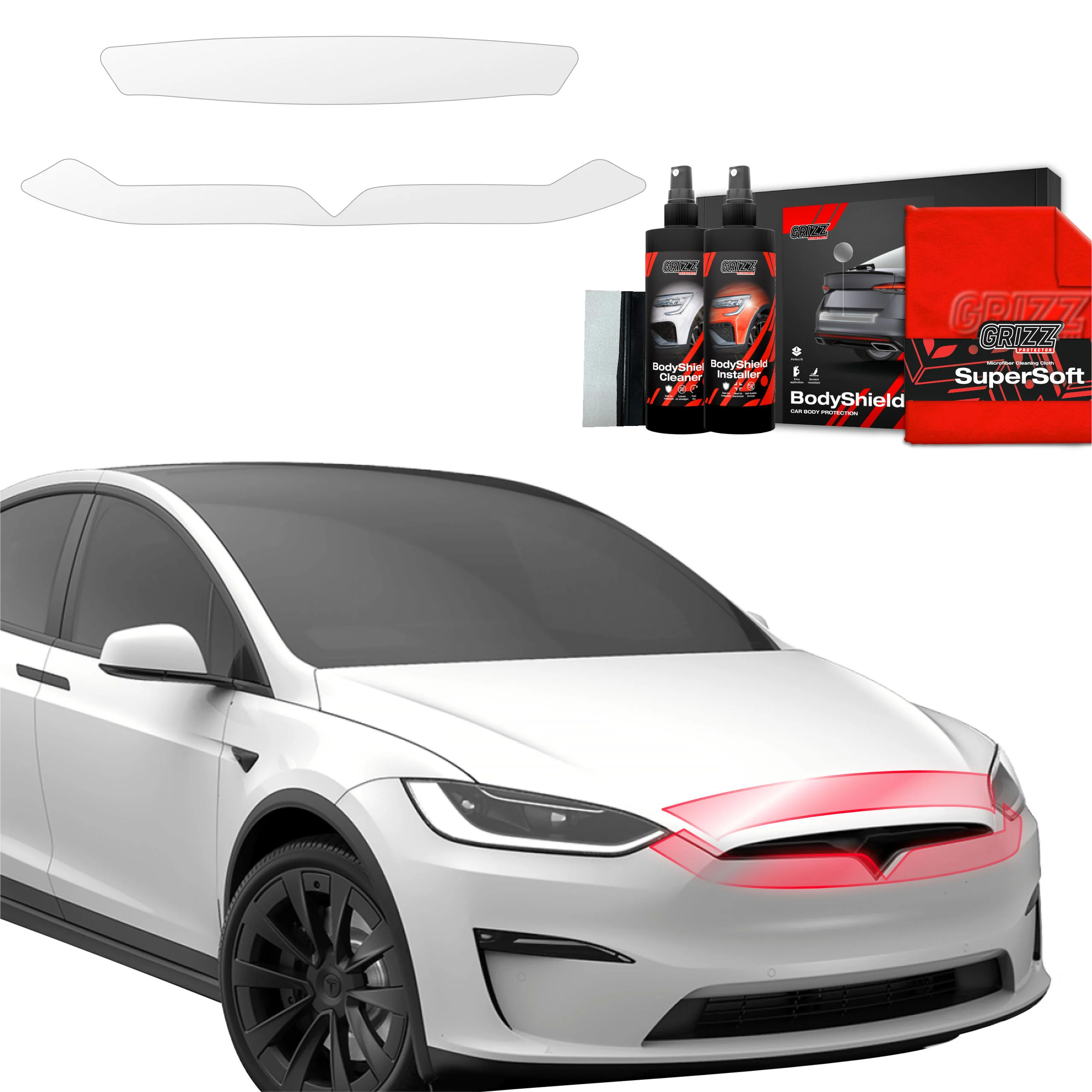 2in1 Schutzfolie Grizz Protector für Motorhaube - Tesla Model X (2021-2024)
