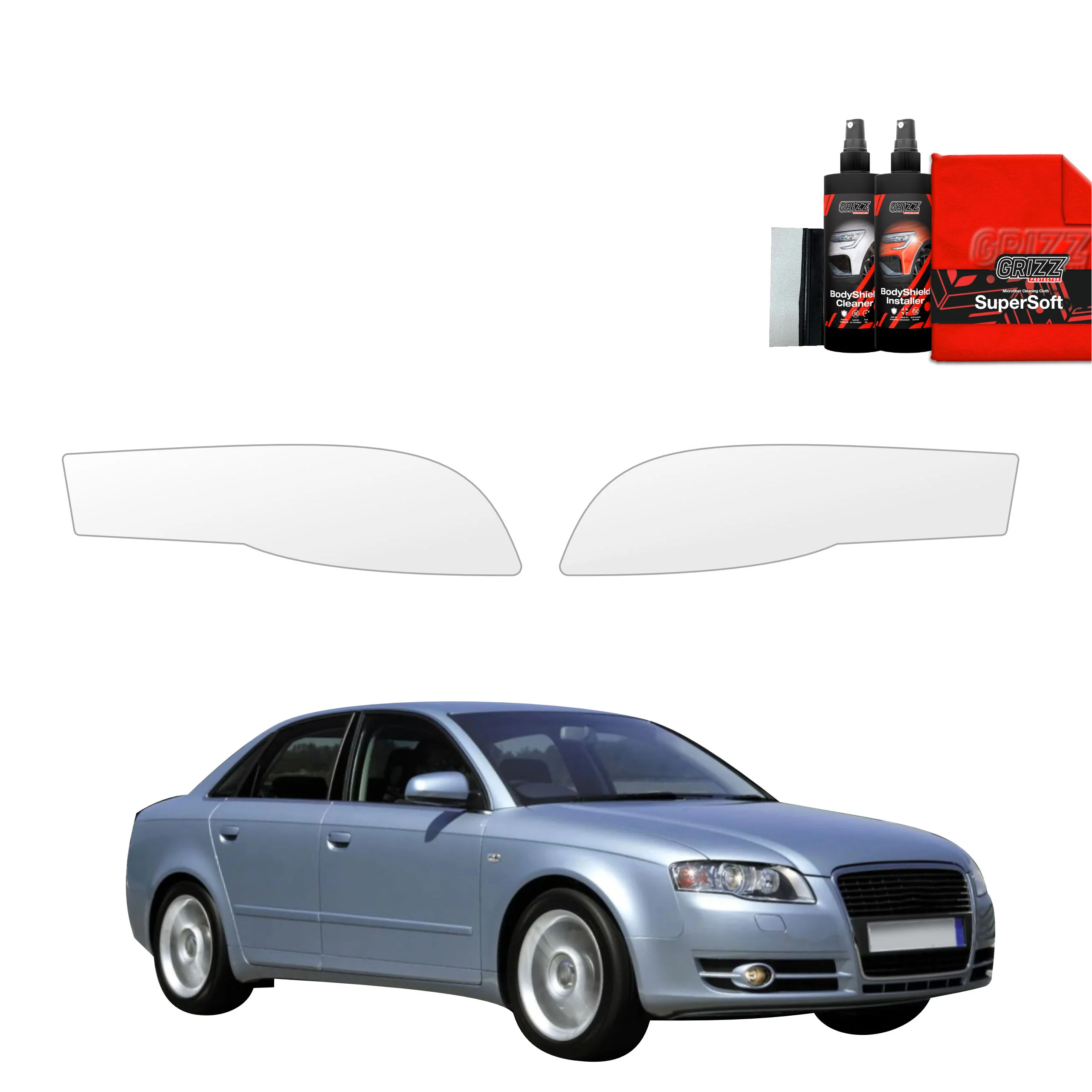 2in1 Schutzfolie Grizz Protector für Scheinwerfer - Audi A4 B7 Sedan (2004-2008)