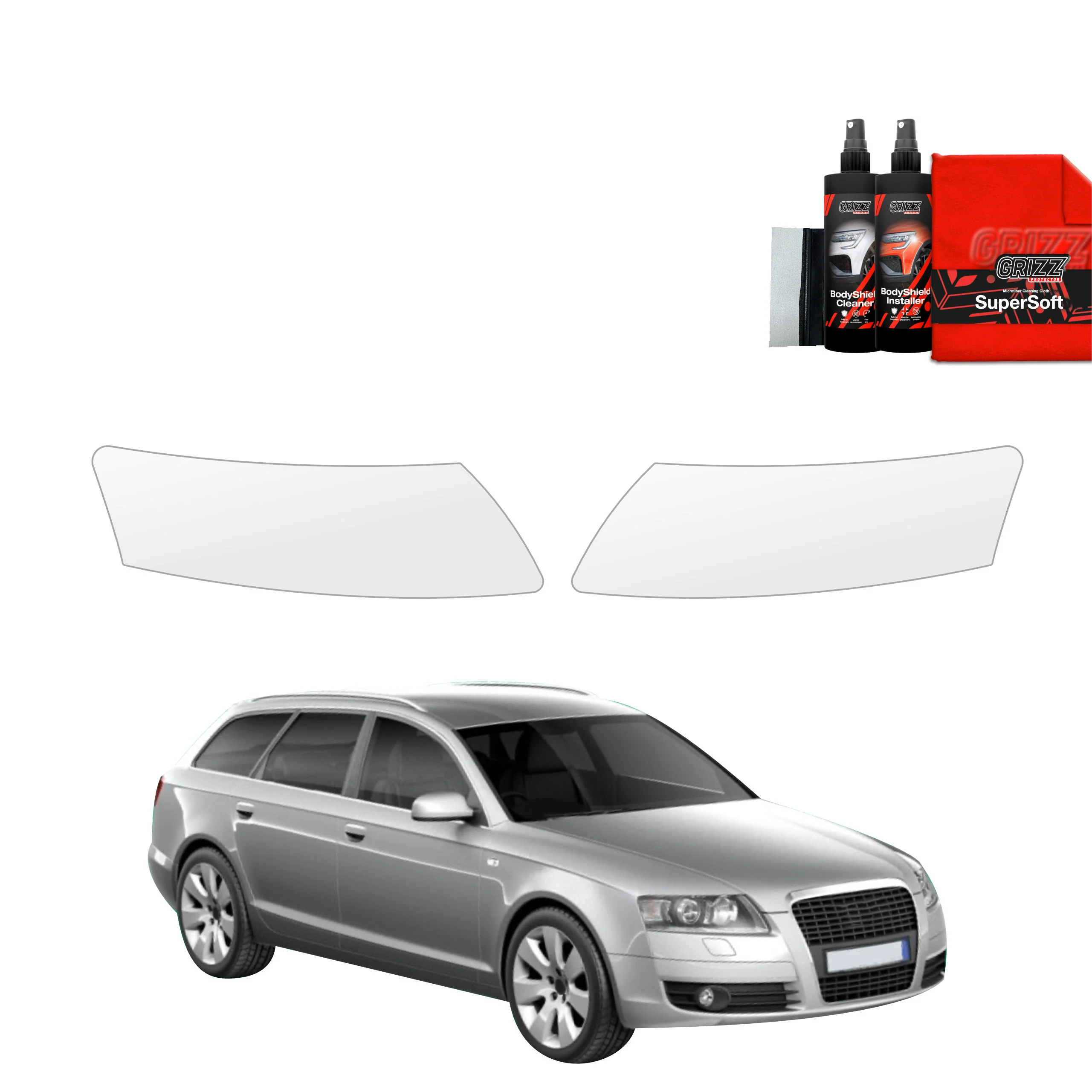 2in1 Schutzfolie Grizz Protector für Scheinwerfer - Audi A6 C6 Avant (2004-2008)