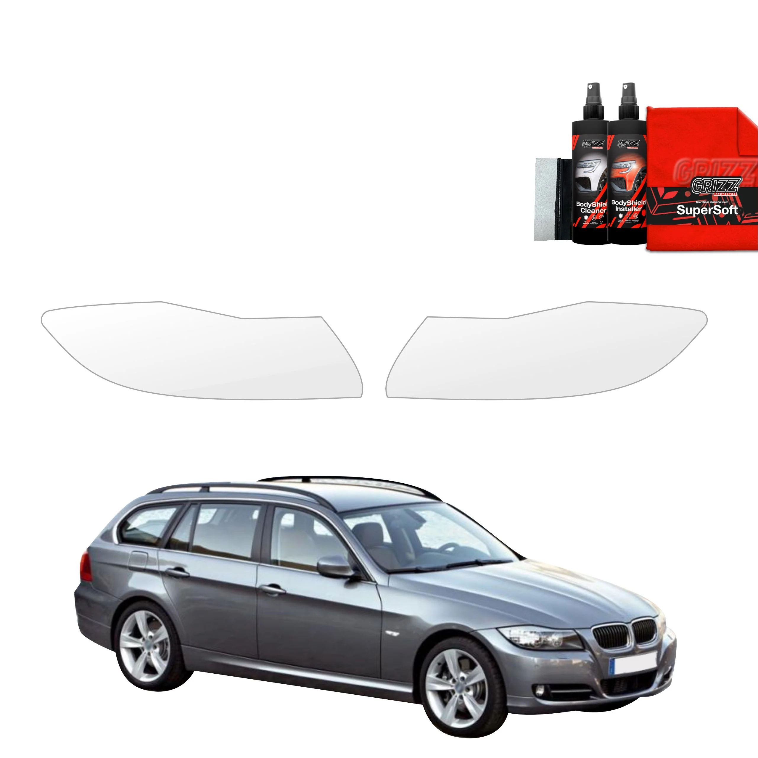 2in1 Schutzfolie Grizz Protector für Scheinwerfer - BMW 3 E91 Kombi Pre-LCI (2004-2008)