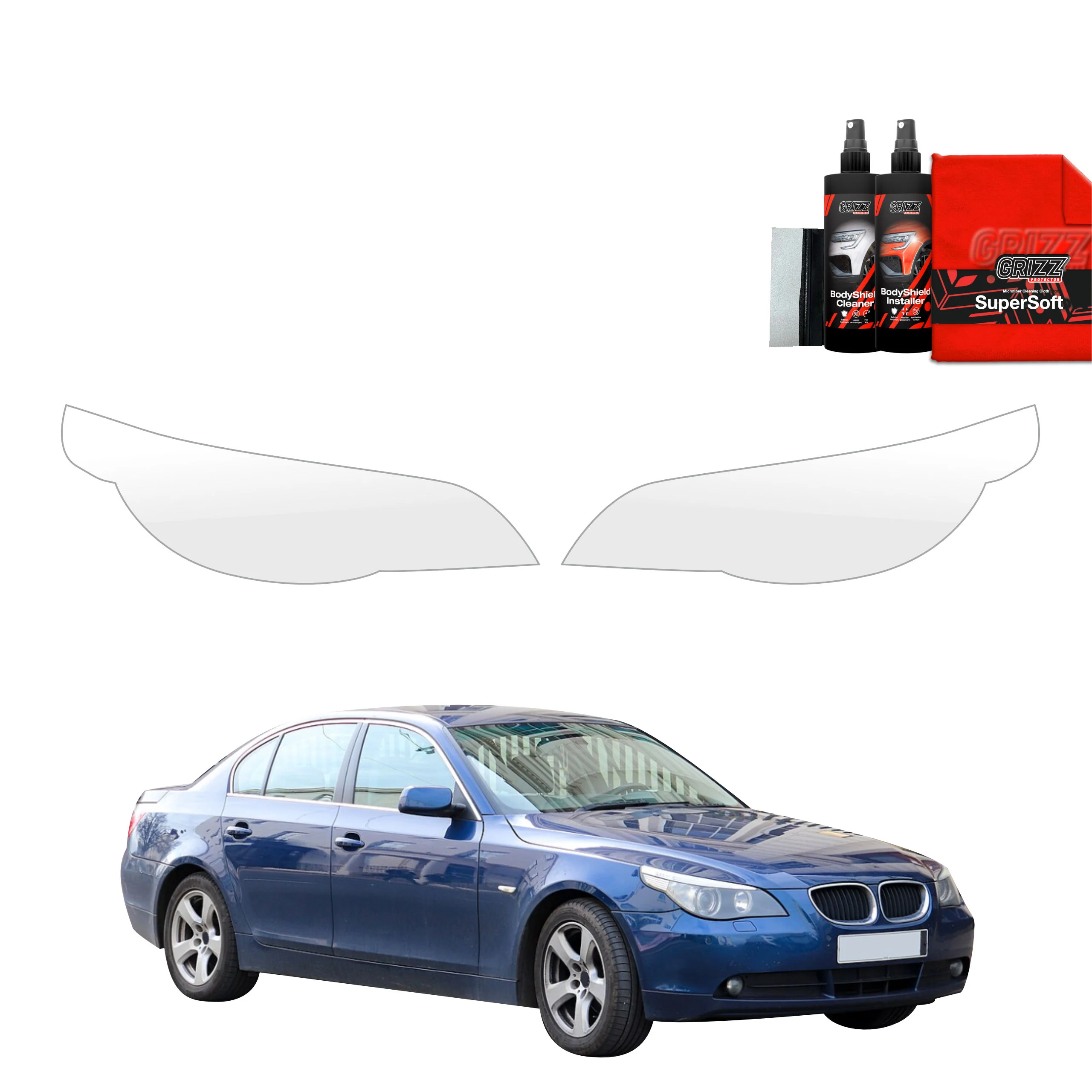 2in1 Schutzfolie Grizz Protector für Scheinwerfer - BMW 5 E60 Sedan PreLCI (2003-2007)