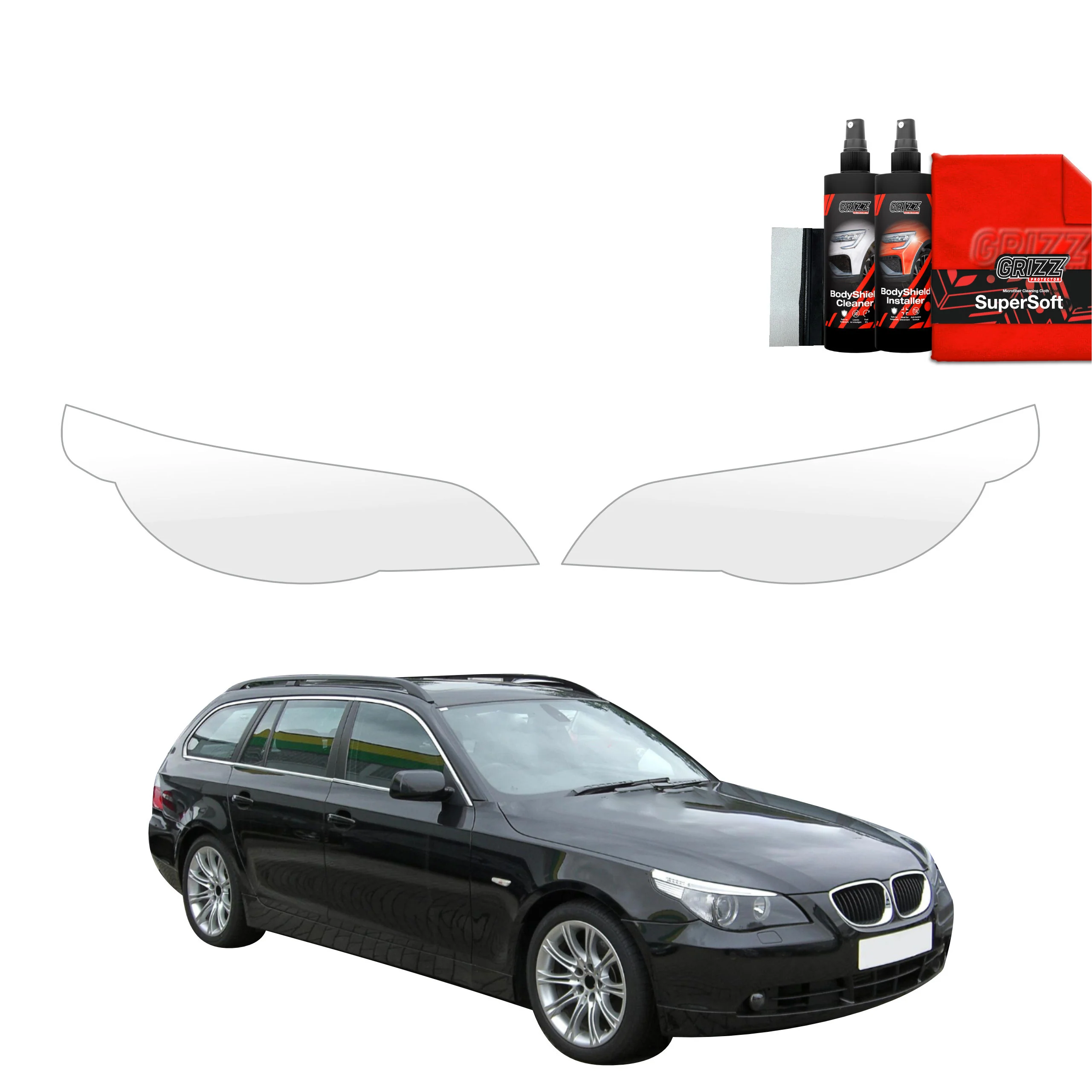 2in1 Schutzfolie Grizz Protector für Scheinwerfer - BMW 5 E61 Kombi PreLCI (2003-2007)