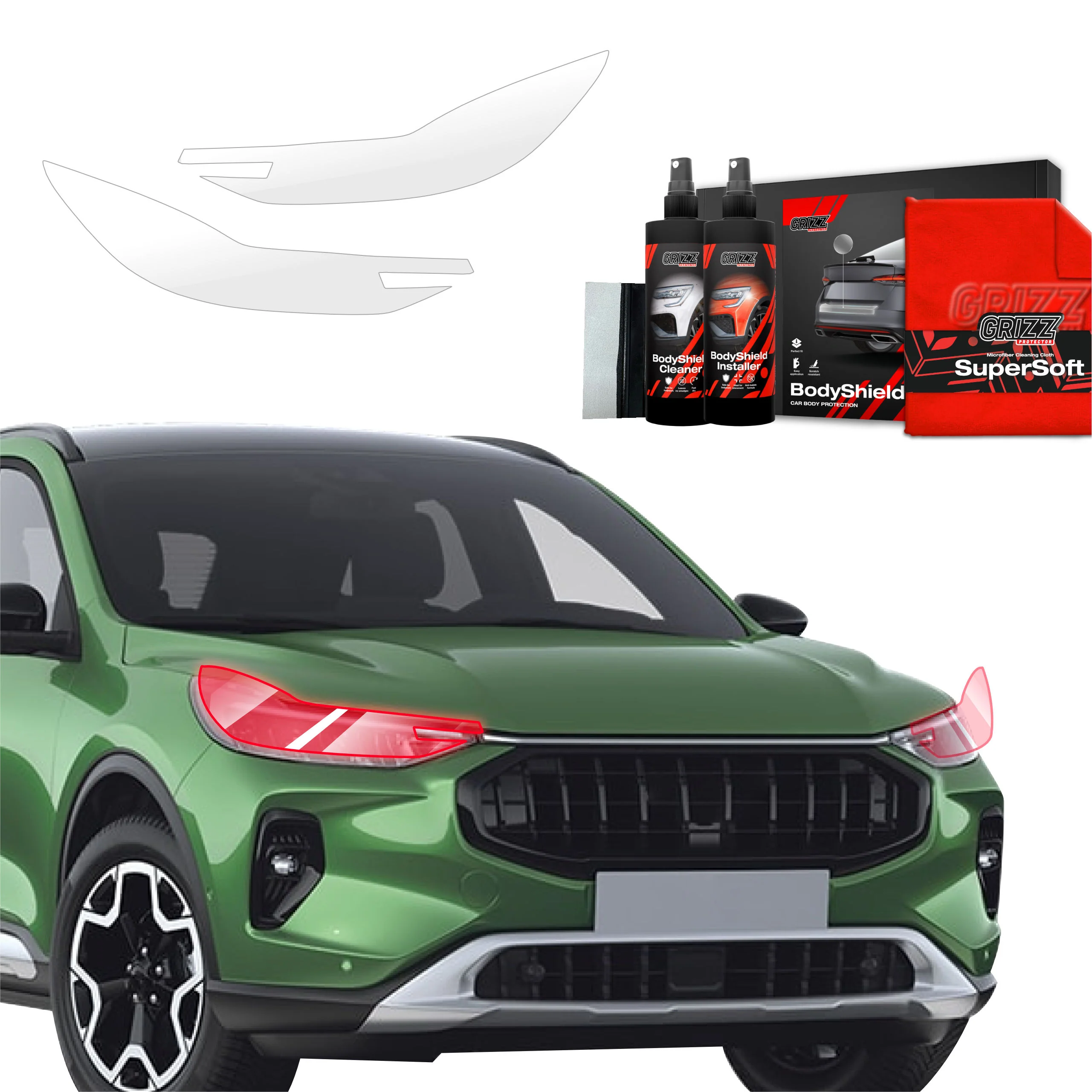 2in1 Schutzfolie Grizz Protector für Scheinwerfer - Ford Kuga Titanium Facelift (2024-2025)