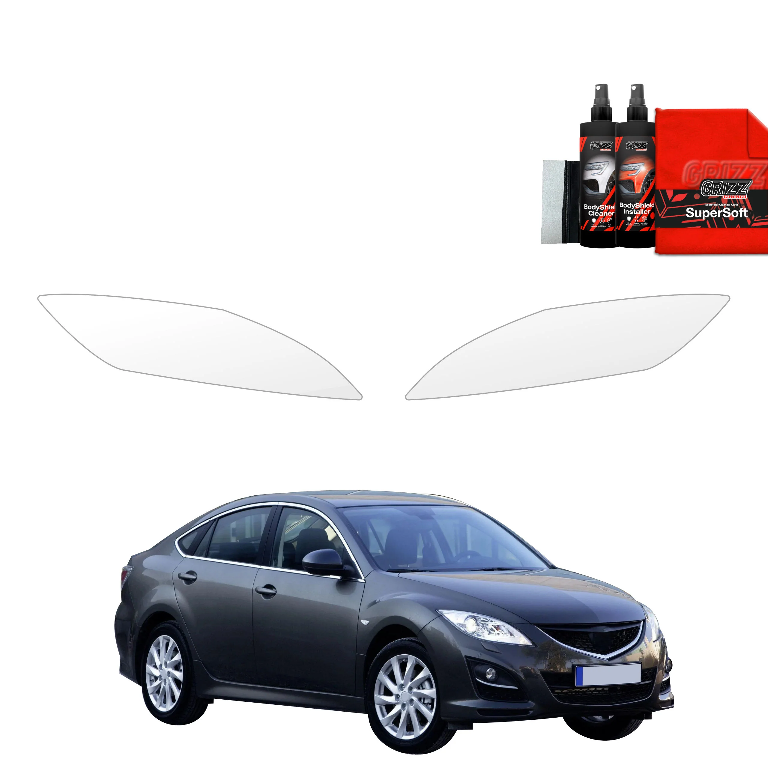 2in1 Schutzfolie Grizz Protector für Scheinwerfer - Mazda 6 2 Sedan 4D (2010-2013)