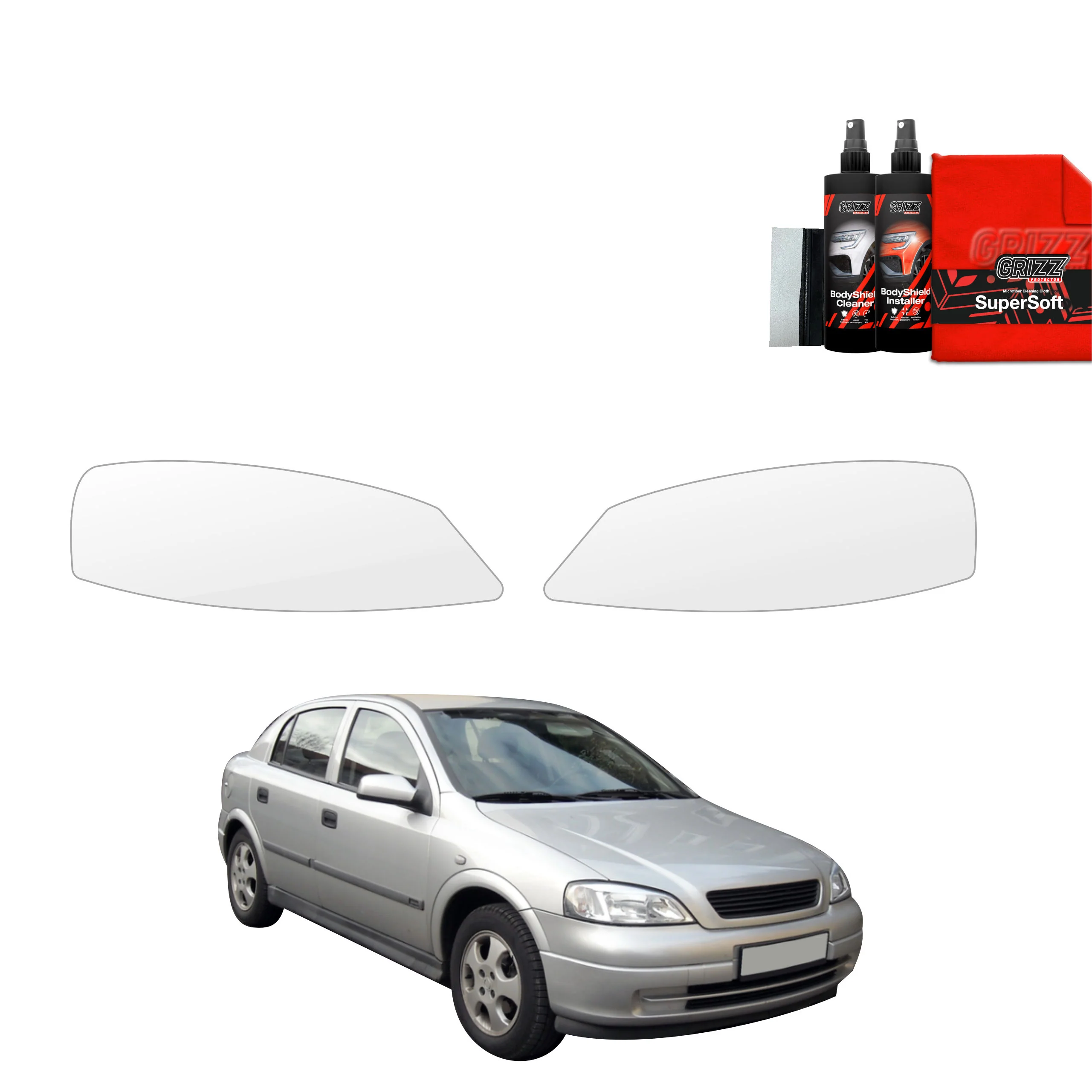 2in1 Schutzfolie Grizz Protector für Scheinwerfer - Opel Astra G Hatchback 5D (1998-2009)