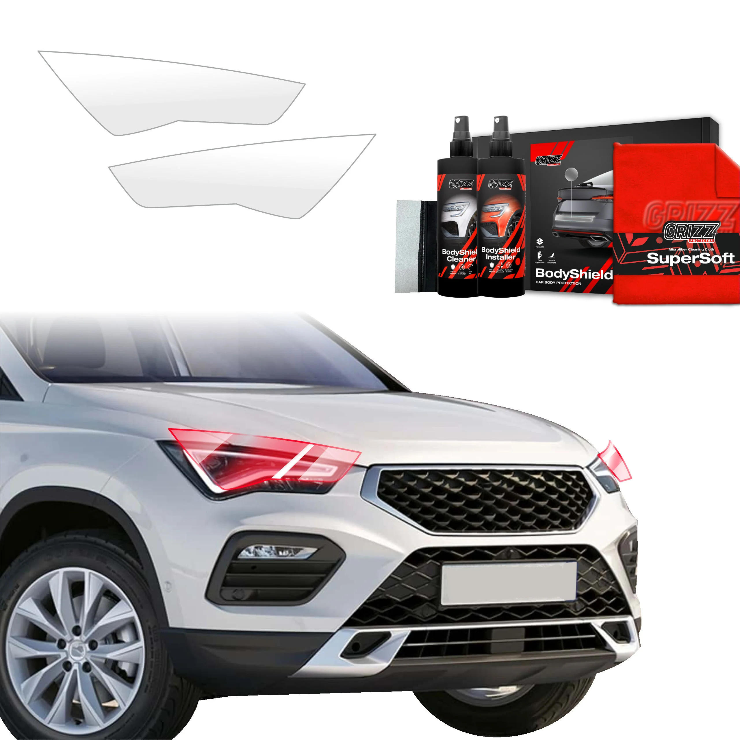 2in1 Schutzfolie Grizz Protector für Scheinwerfer - Seat Ateca (2020-2025)