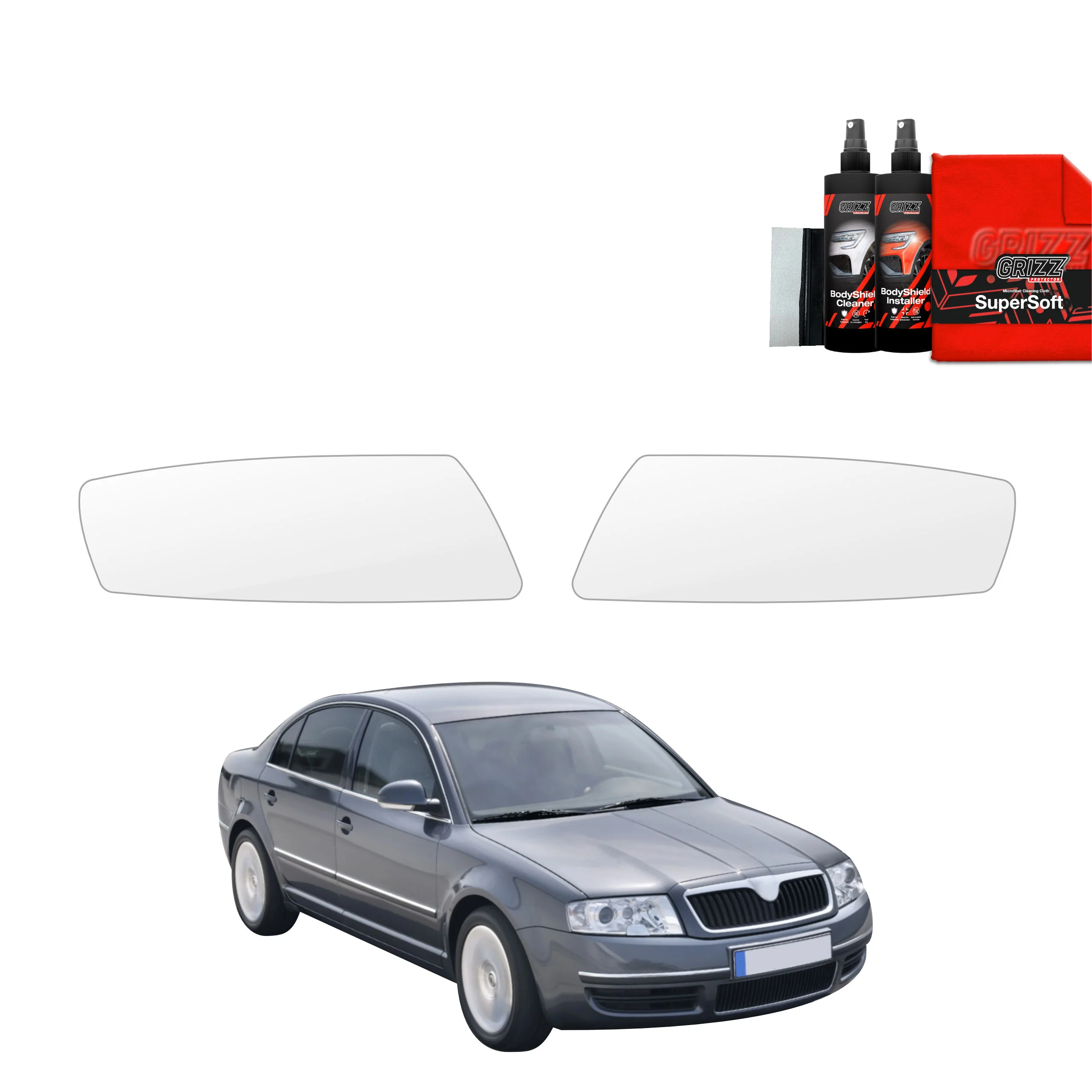 2in1 Schutzfolie Grizz Protector für Scheinwerfer - Skoda Superb (2001-2008)