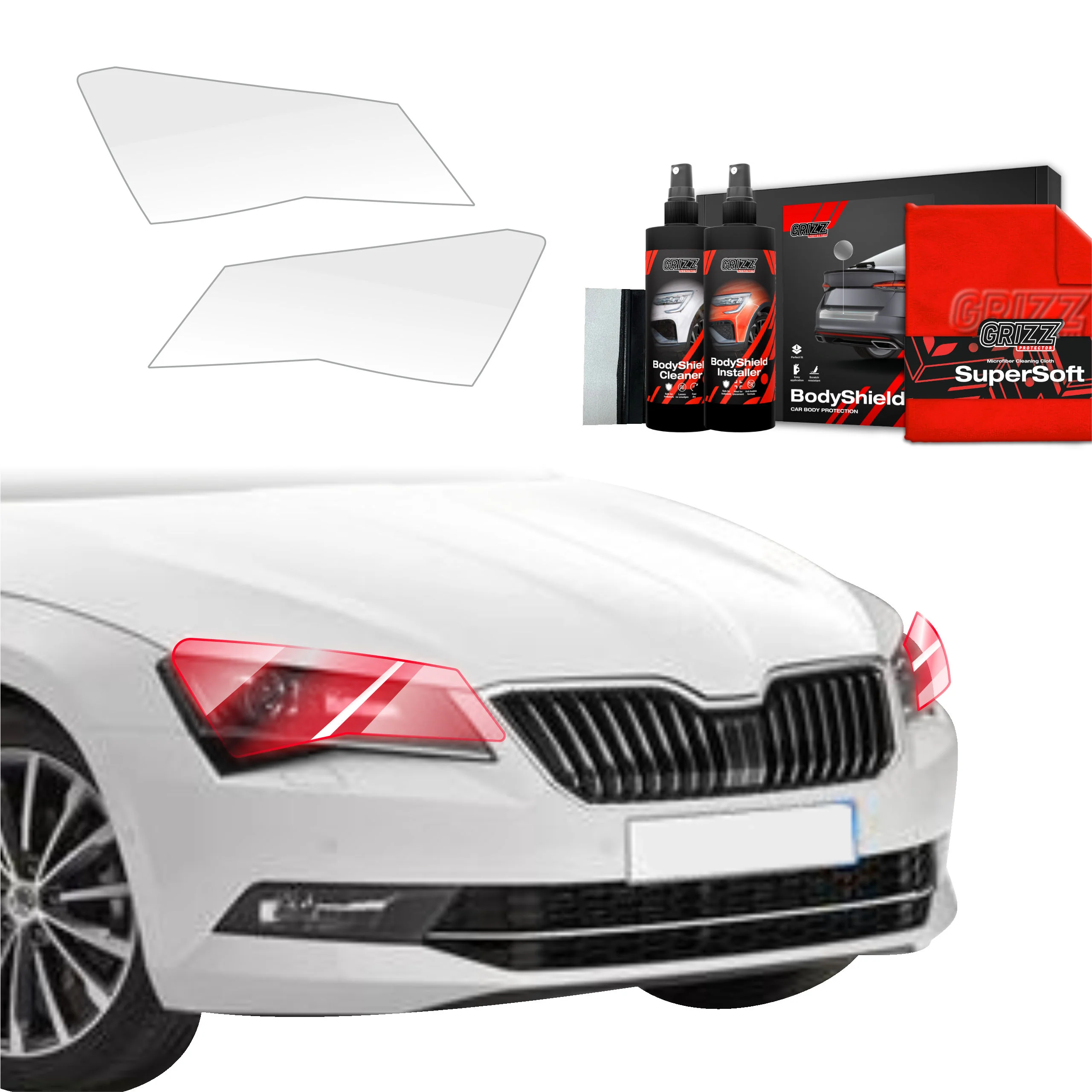 2in1 Schutzfolie Grizz Protector für Scheinwerfer - Skoda Superb 3 Combi (2015-2019)