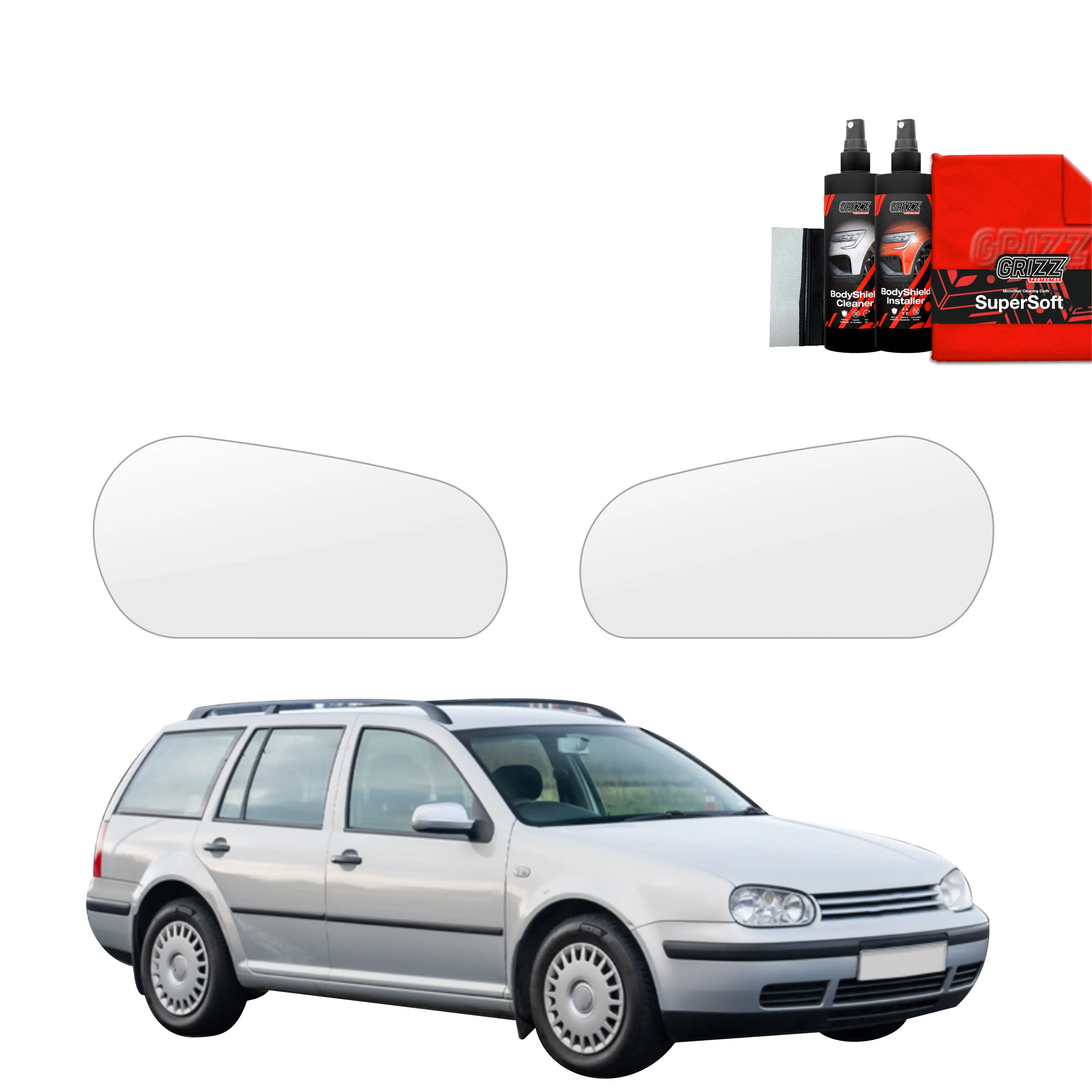 2in1 Schutzfolie Grizz Protector für Scheinwerfer - Volkswagen Golf 4 Variant (1997-2003)
