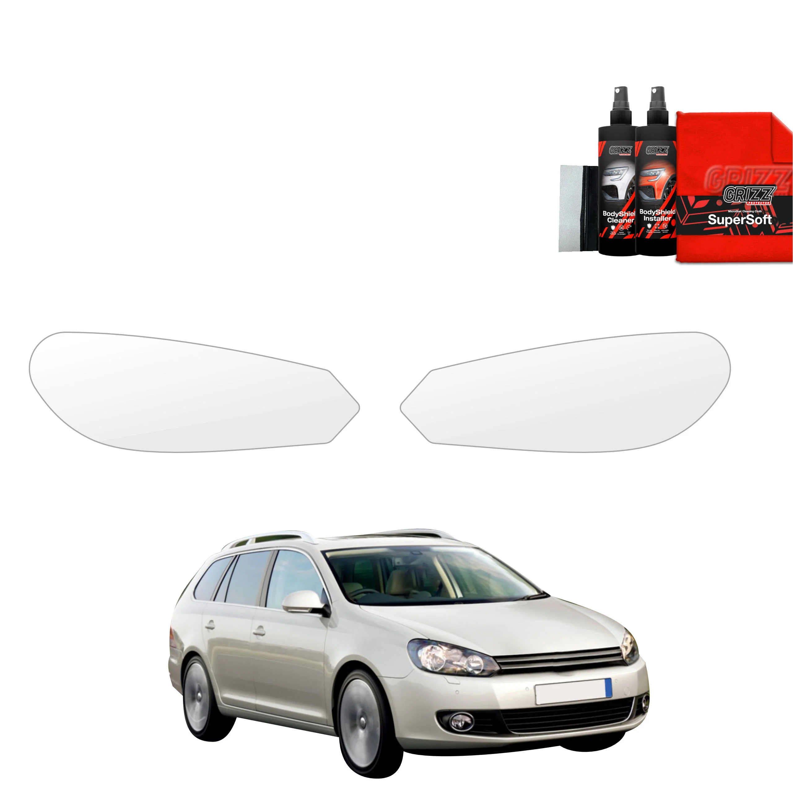 2in1 Schutzfolie Grizz Protector für Scheinwerfer - Volkswagen Golf 6 Variant (2009-2014)
