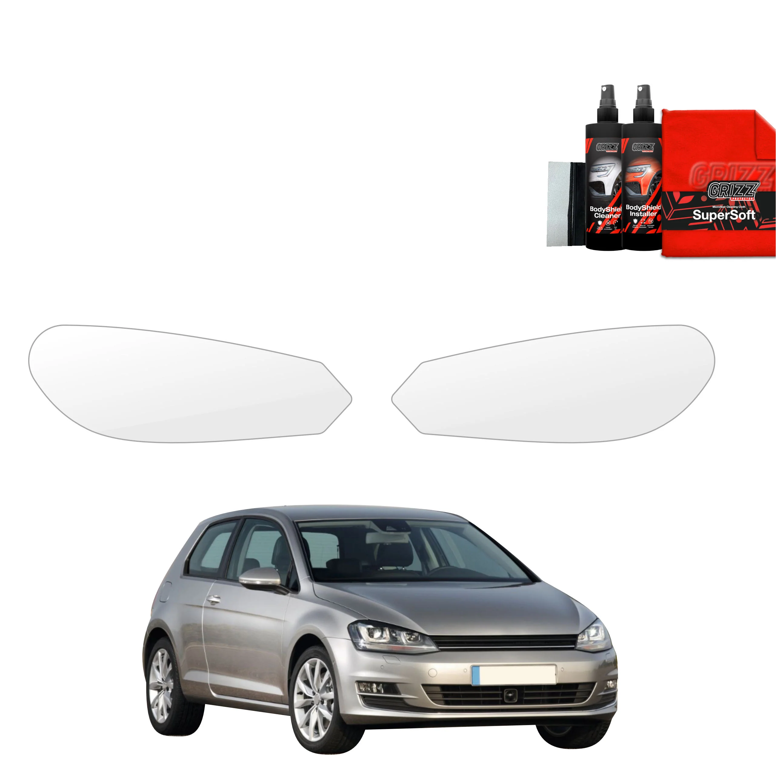 2in1 Schutzfolie Grizz Protector für Scheinwerfer - Volkswagen Golf 7 Hatchback 3D (2013-2020)