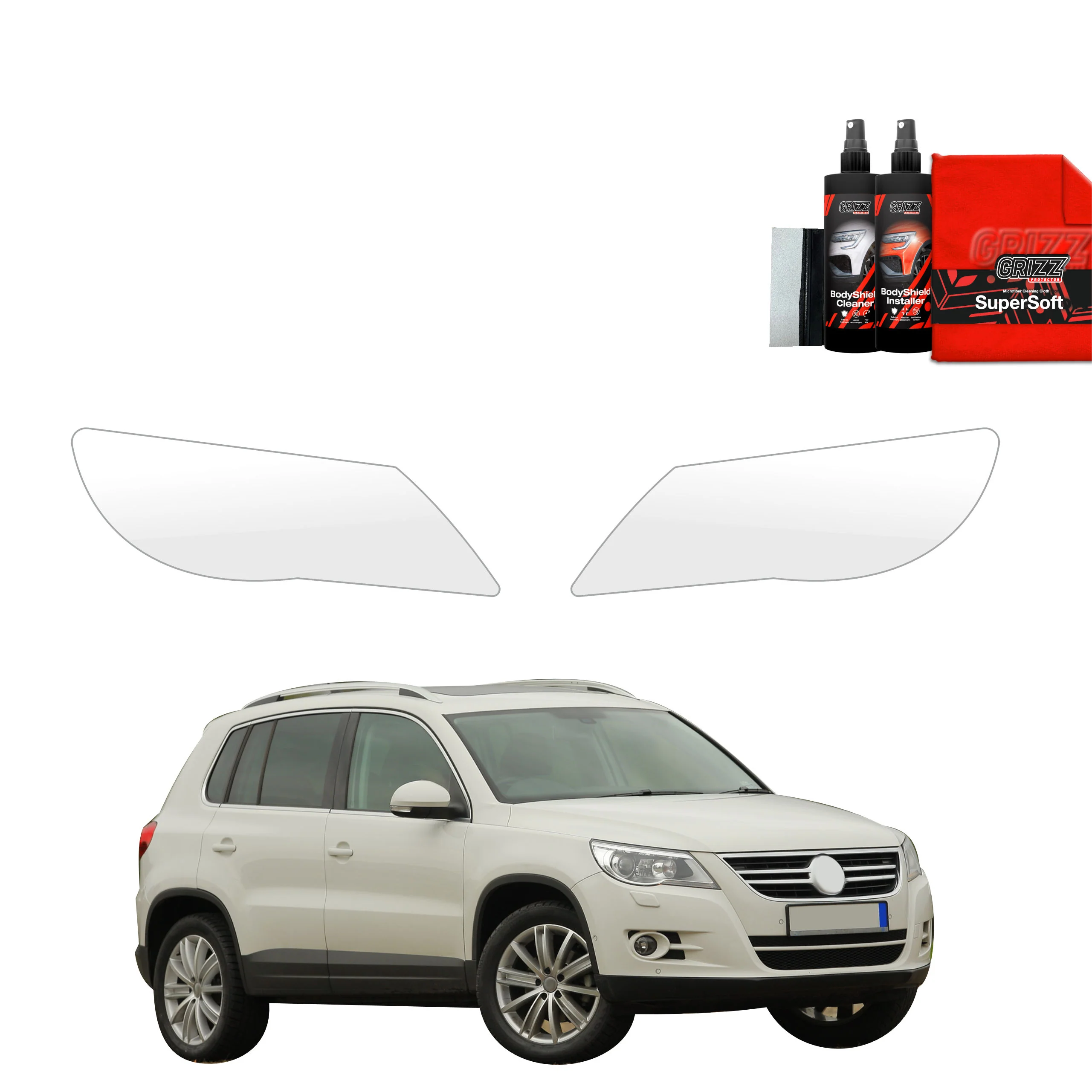 2in1 Schutzfolie Grizz Protector für Scheinwerfer - Volkswagen Tiguan Kombi 5D (2007-2011)