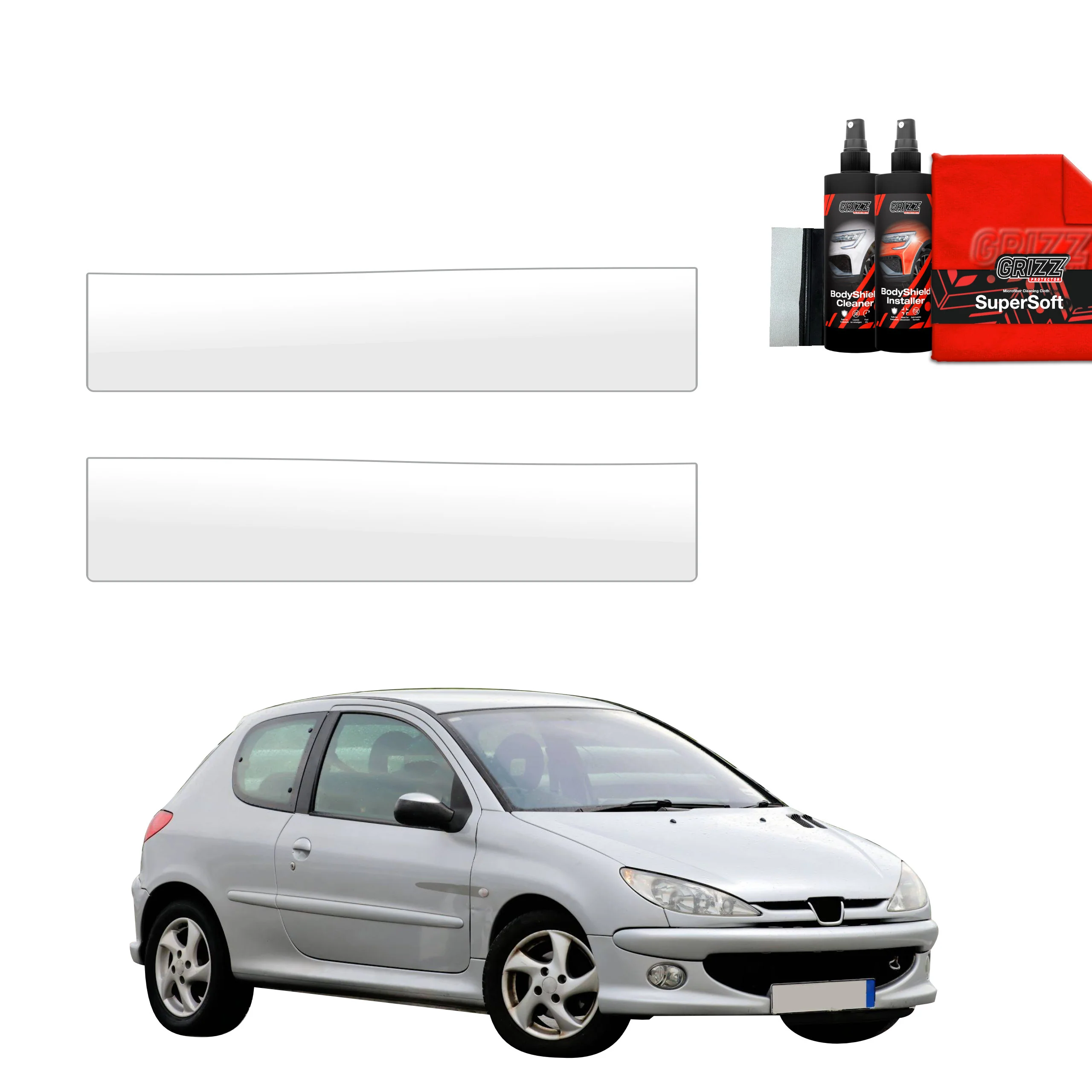 2in1 Schutzfolie Grizz Protector für Schweller - Peugeot 206 (1998-2009)