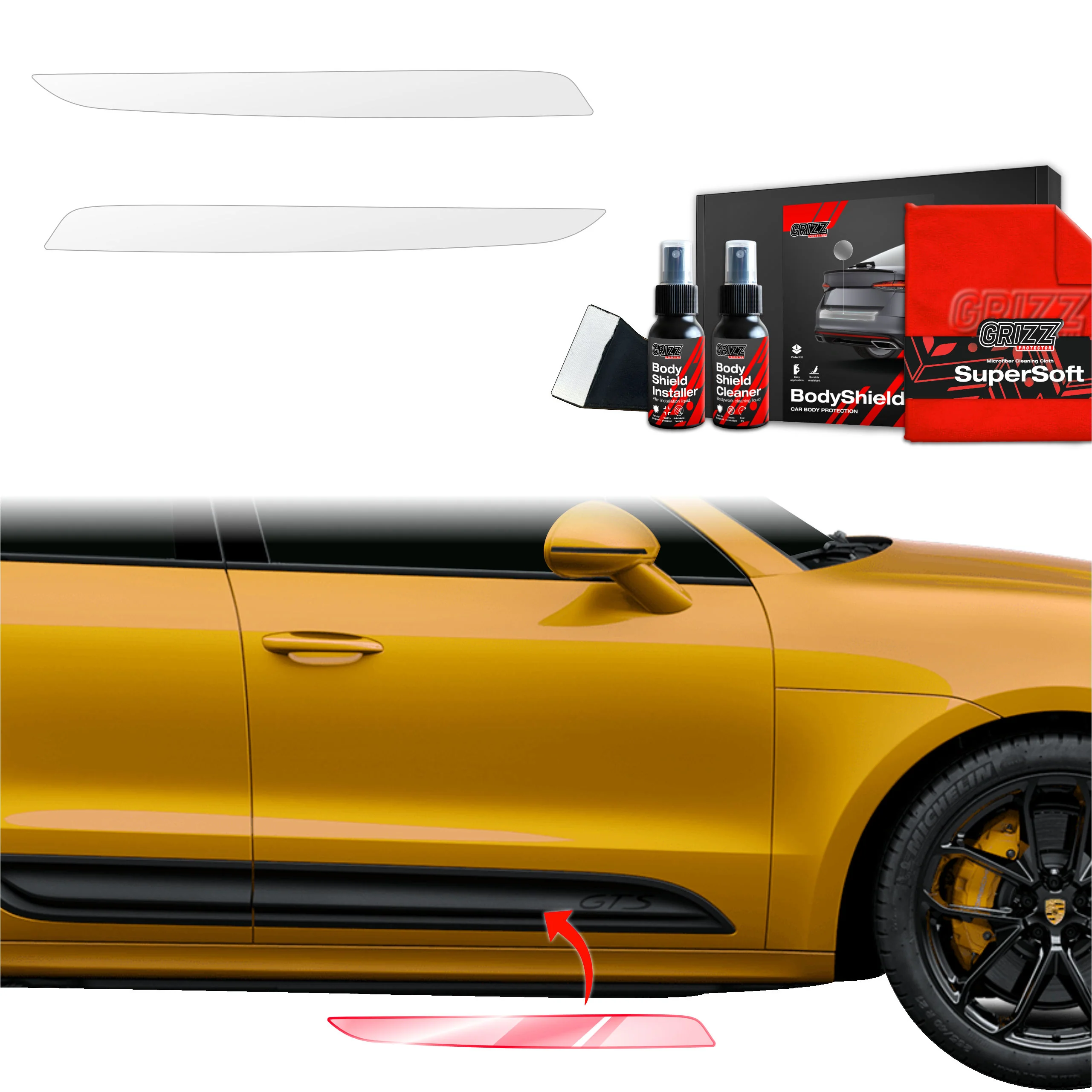 2in1 Schutzfolie Grizz Protector für Schweller - Porsche Macan GTS (2021-2024)