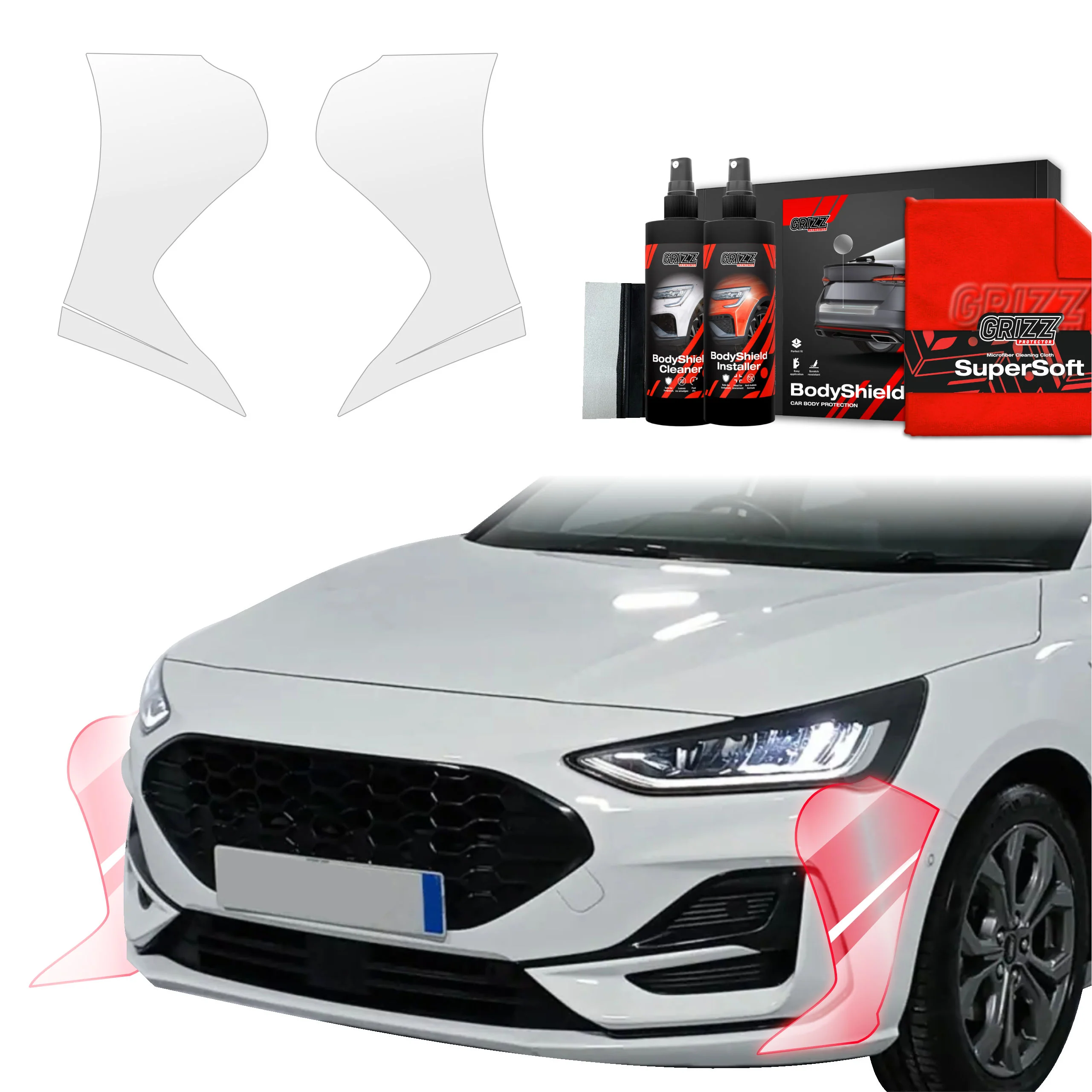 2in1 Schutzfolie Grizz Protector für Stoßstange - Ford Focus ST-Line X Hatchback Facelift (2021-2025)