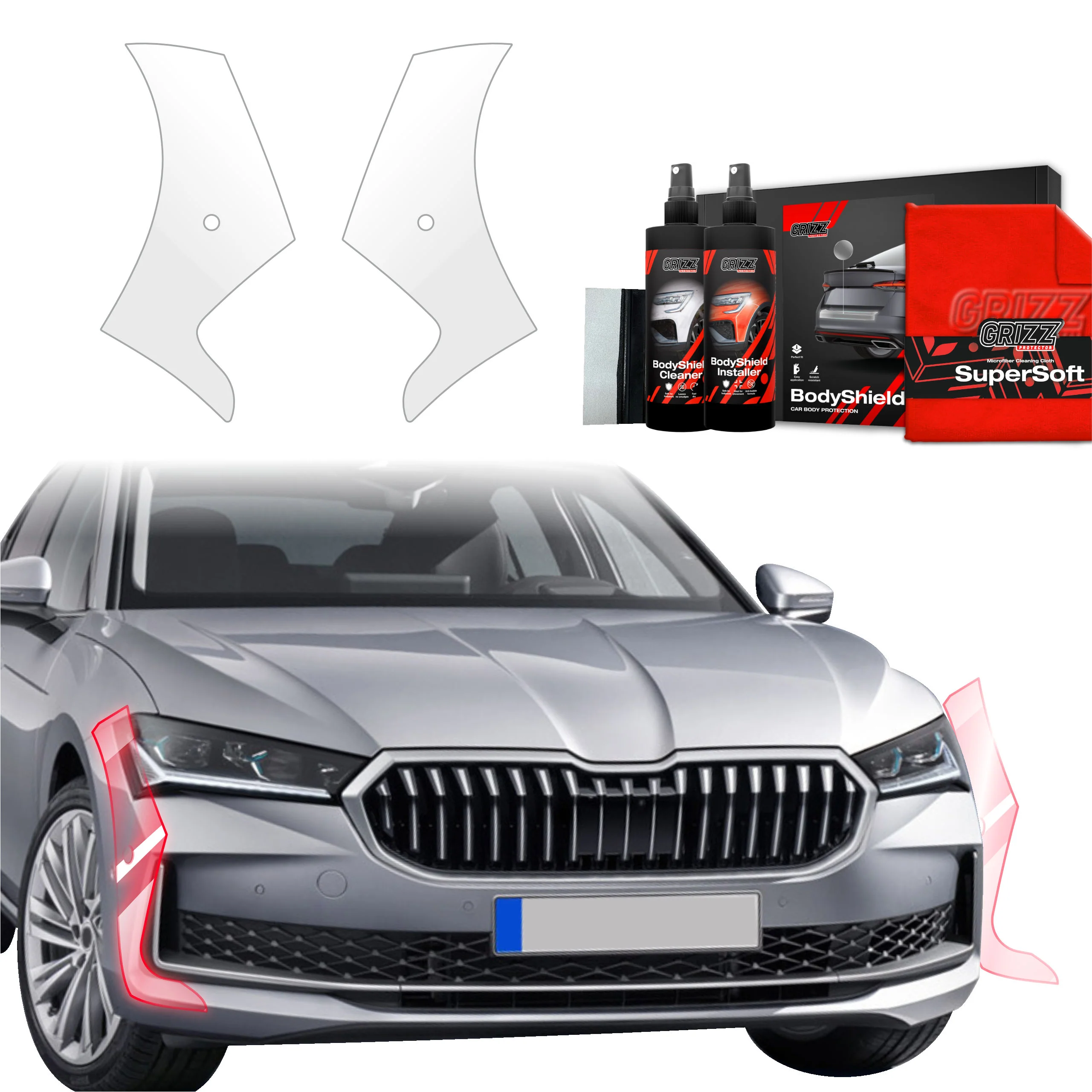 2in1 Schutzfolie Grizz Protector für Stoßstange - Skoda Superb 4 Liftback (2024-2025)