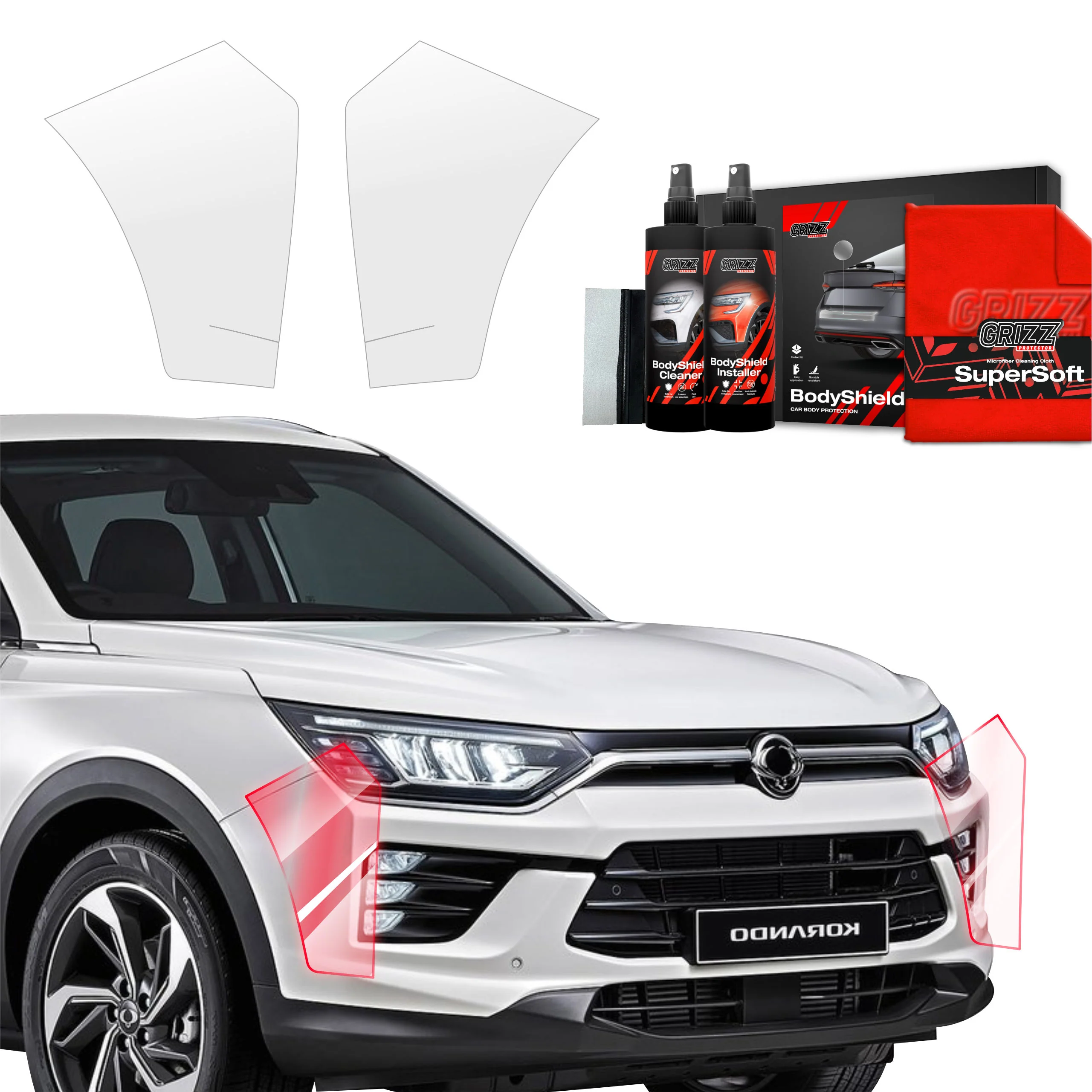 2in1 Schutzfolie Grizz Protector für Stoßstange - SsangYong Korando (2023-2025)
