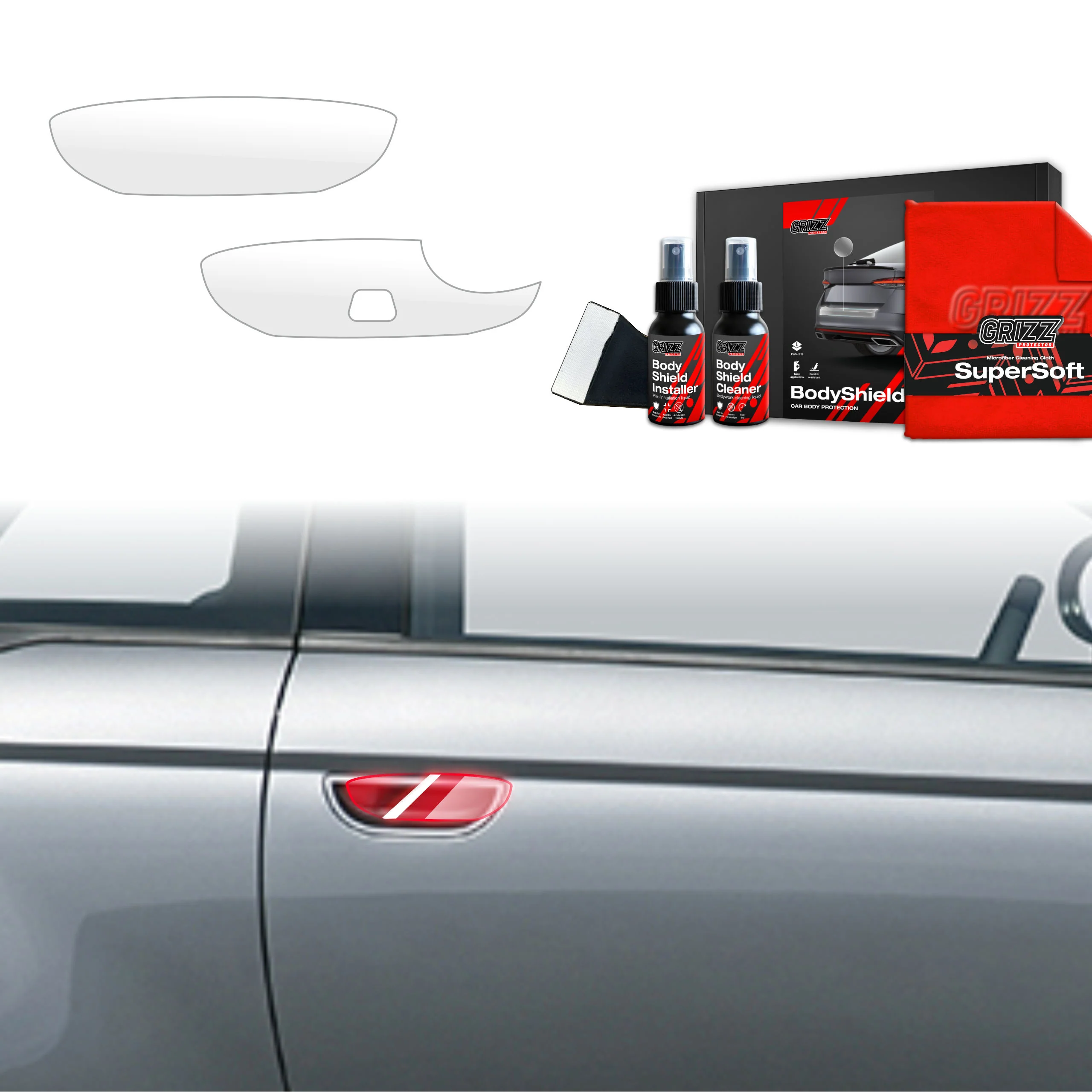 2in1 Schutzfolie Grizz Protector für Türgriffmulden - Fiat 500 (2016-2025)