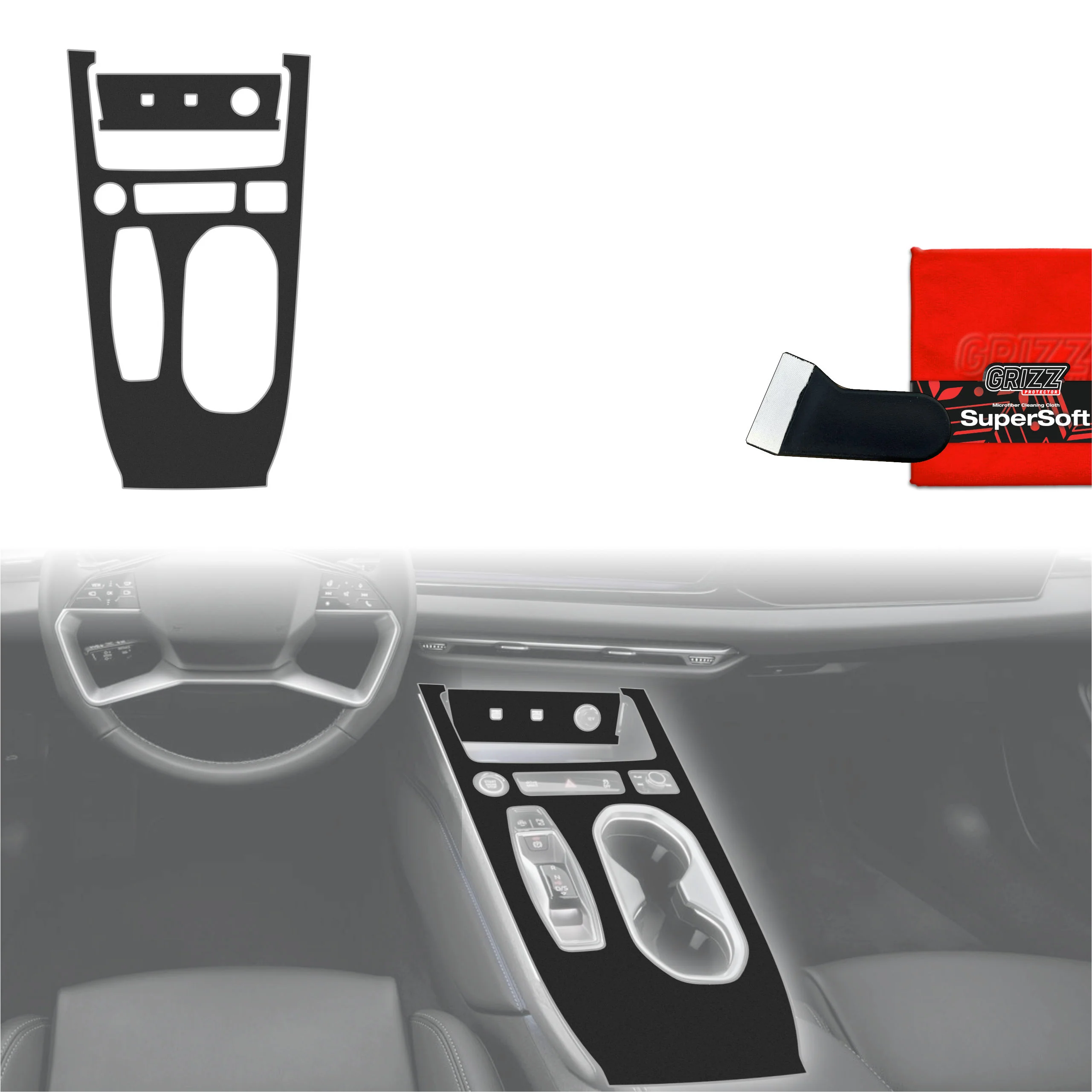 2in1 Schutzfolien Grizz Protector für Mittelkonsole - Audi A6 C9 (2025-2026) Schwarz Matt Antifingerprint