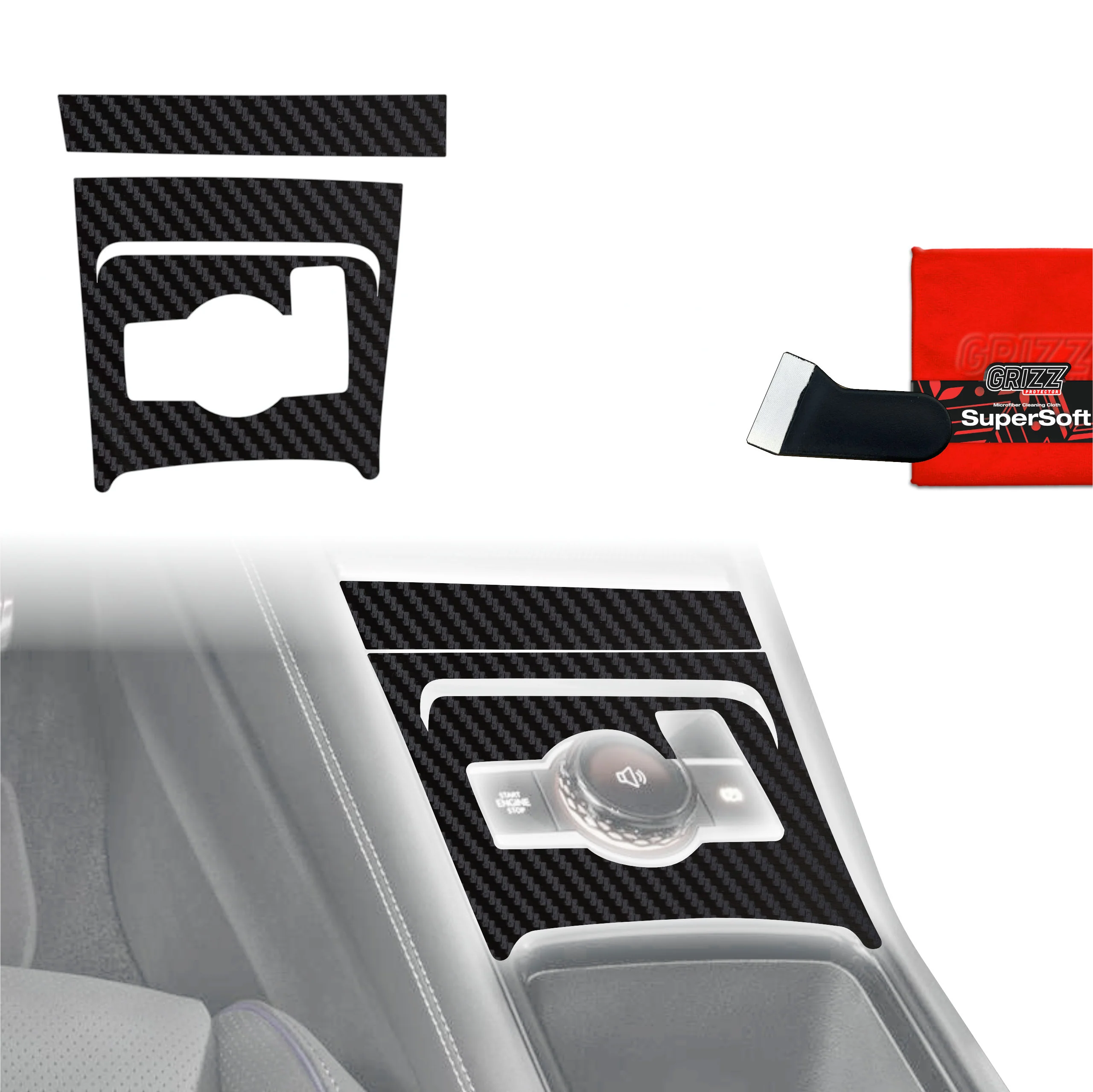 2in1 Schutzfolien Grizz Protector für Mittelkonsole - Volkswagen Tiguan 3 (2024-2025) Carbon Optik Matt Antifingerprint