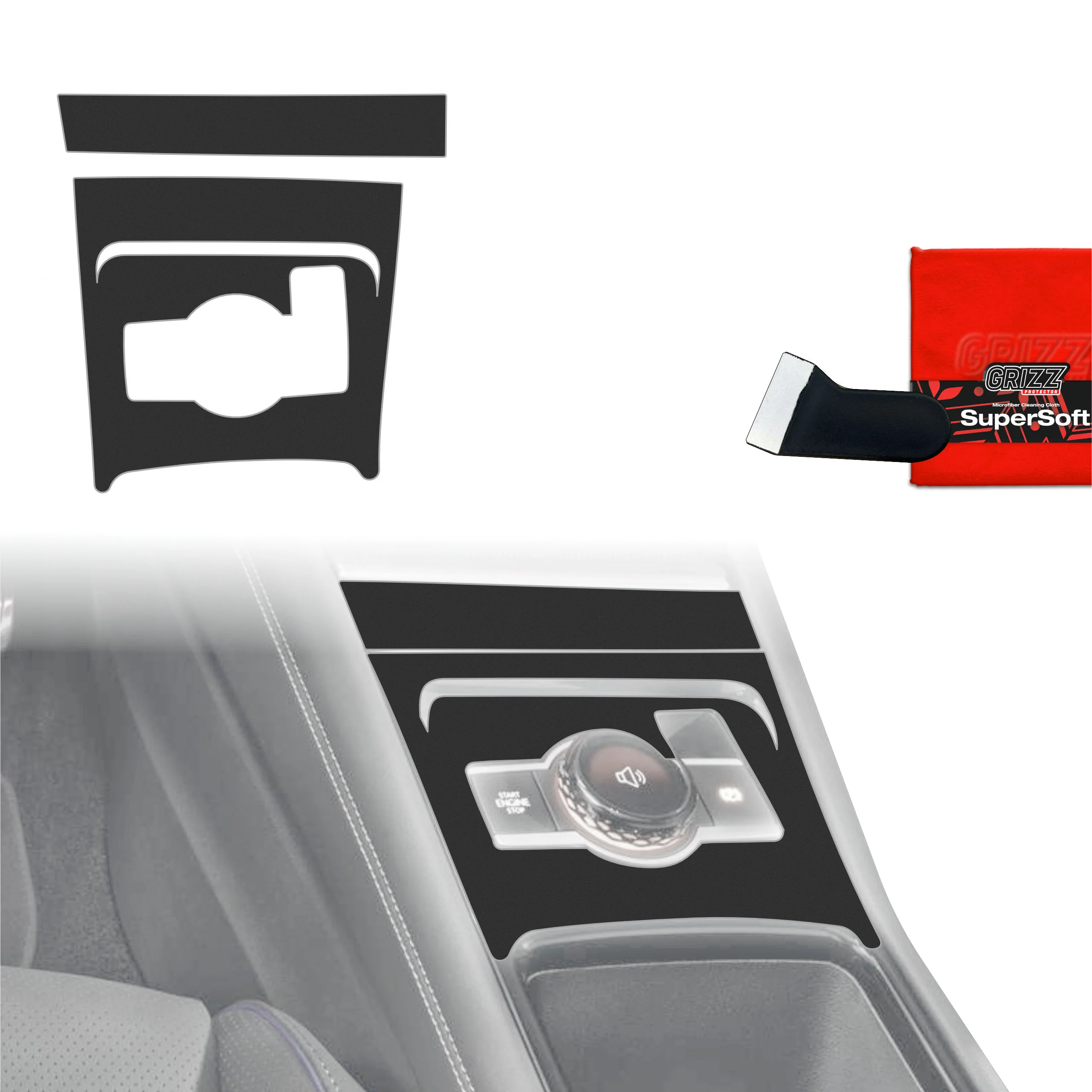2in1 Schutzfolien Grizz Protector für Mittelkonsole - Volkswagen Tiguan 3 (2024-2025) Schwarz Matt Antifingerprint