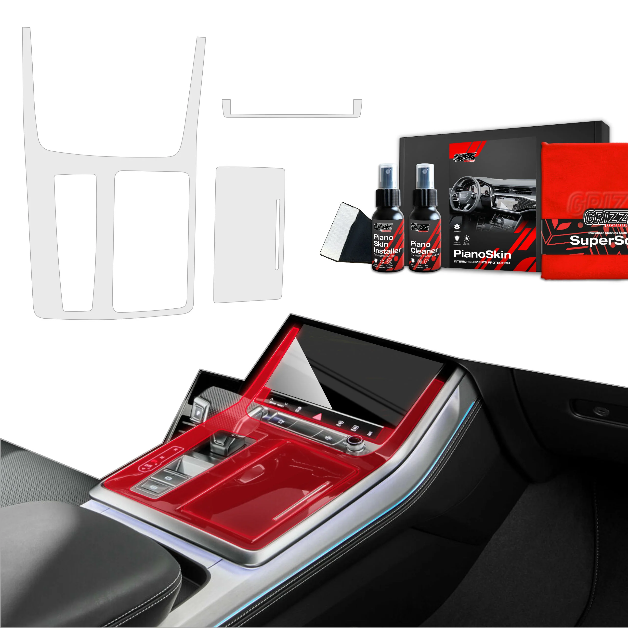 3in1 Mittelkonsole Schutzfolie Grizz Protector für Audi SQ7 (2018-2025) Matt