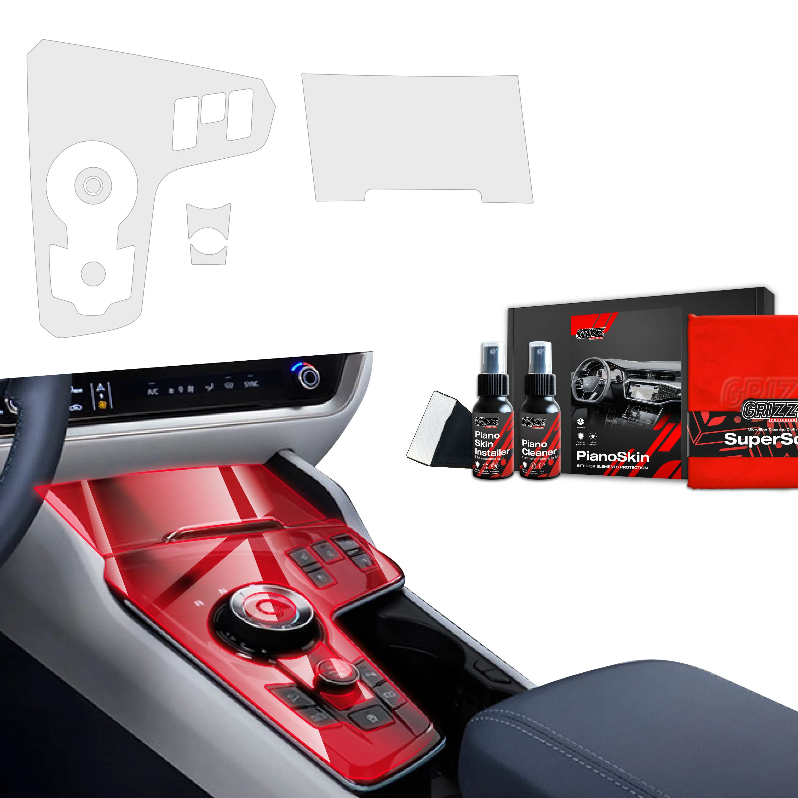 3in1 Mittelkonsole Schutzfolie Grizz Protector für Kia Sportage 5 (2021-2024) Matt