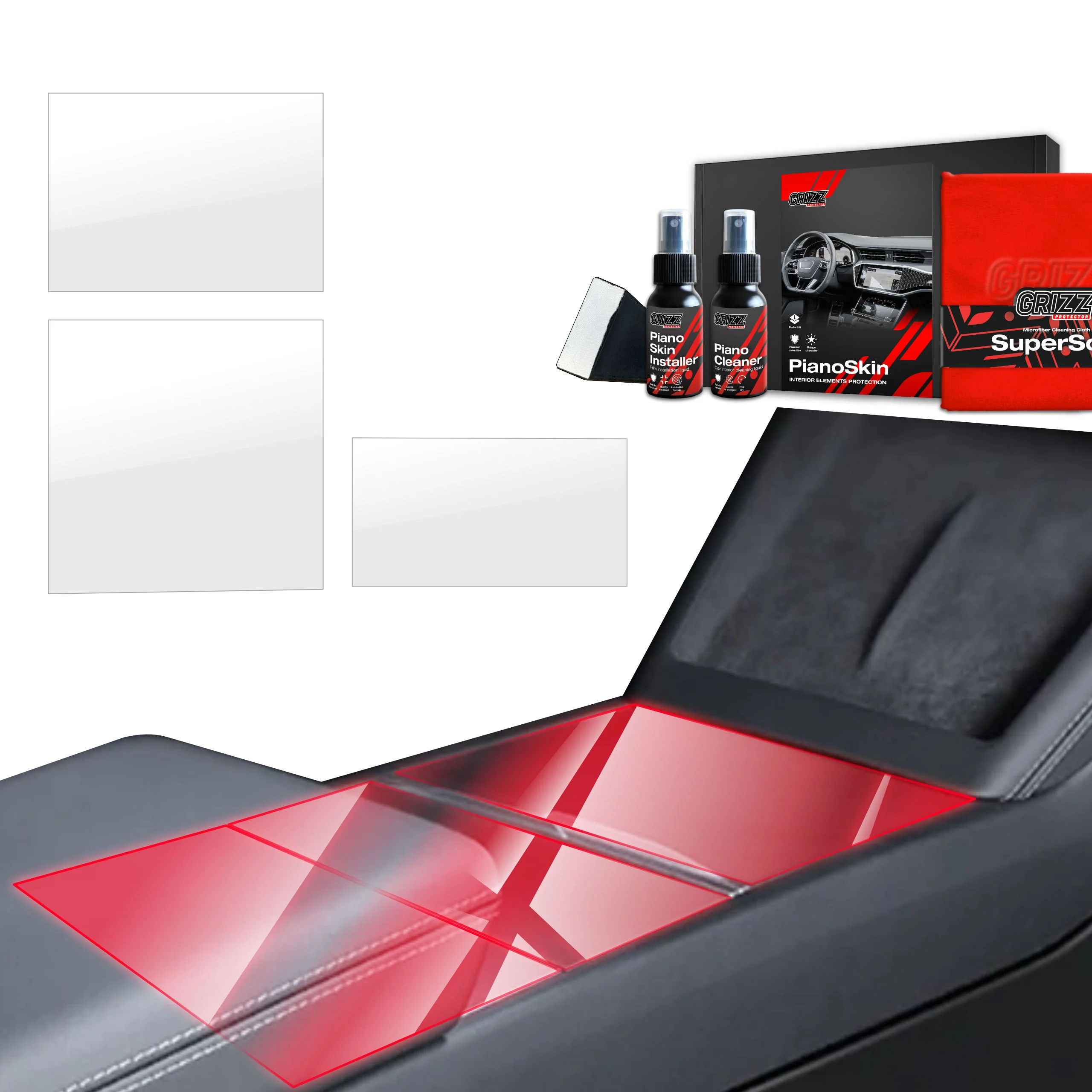 3in1 Mittelkonsole Schutzfolie Grizz Protector für Tesla Model 3 Highland (2024-2025) Glanz